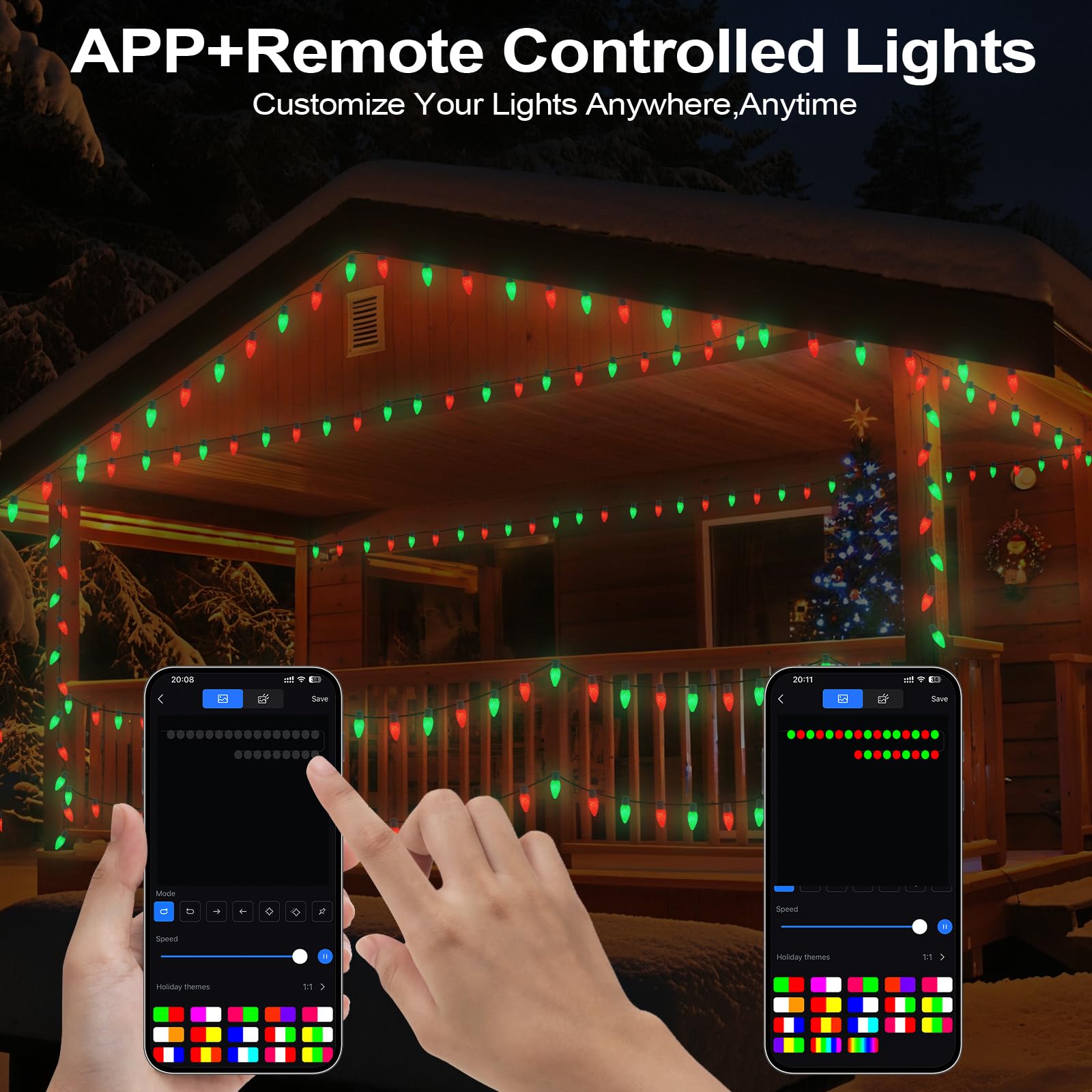 Gemce Smart C9 RGB String Lights, 33FT 50 LEDs, APP/Remote Control, DIY Modes, Music Sync, Holiday Decoration