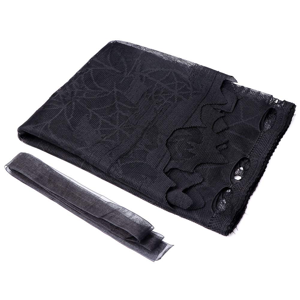 OurWarm 18 x 60 Inch Halloween Black Lace Lamp Shade Cover with Ribbon, 3 in 1 Black Spider Lamp Shade Covers for Halloween Deco