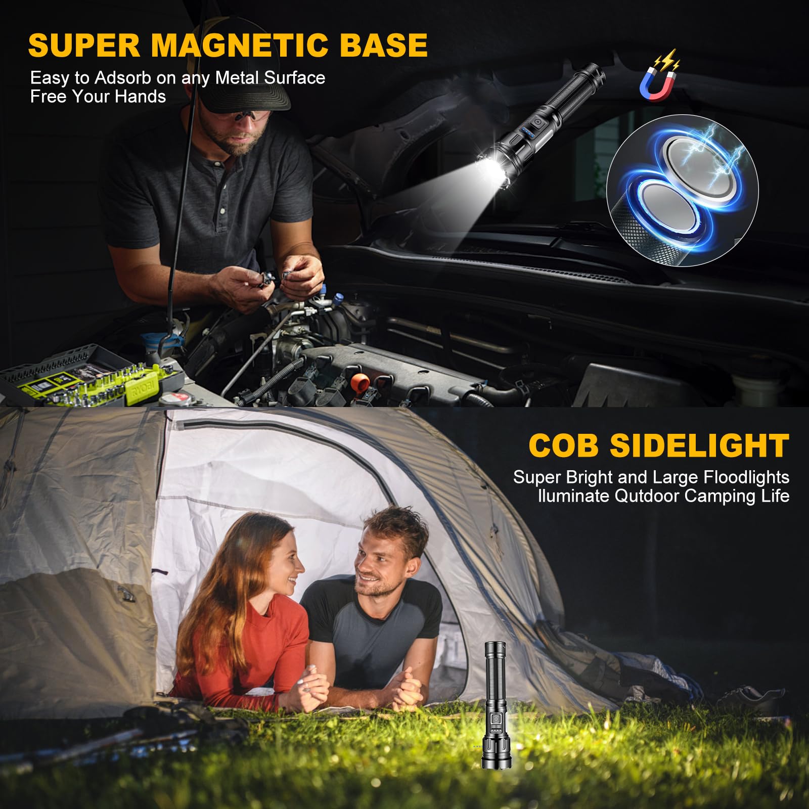 Skywolfeye Led Flashlight Super Bright Flashlights Rechargeable High Lumens Torch 5 Modes Zoomable Waterproof For Camping Kids A