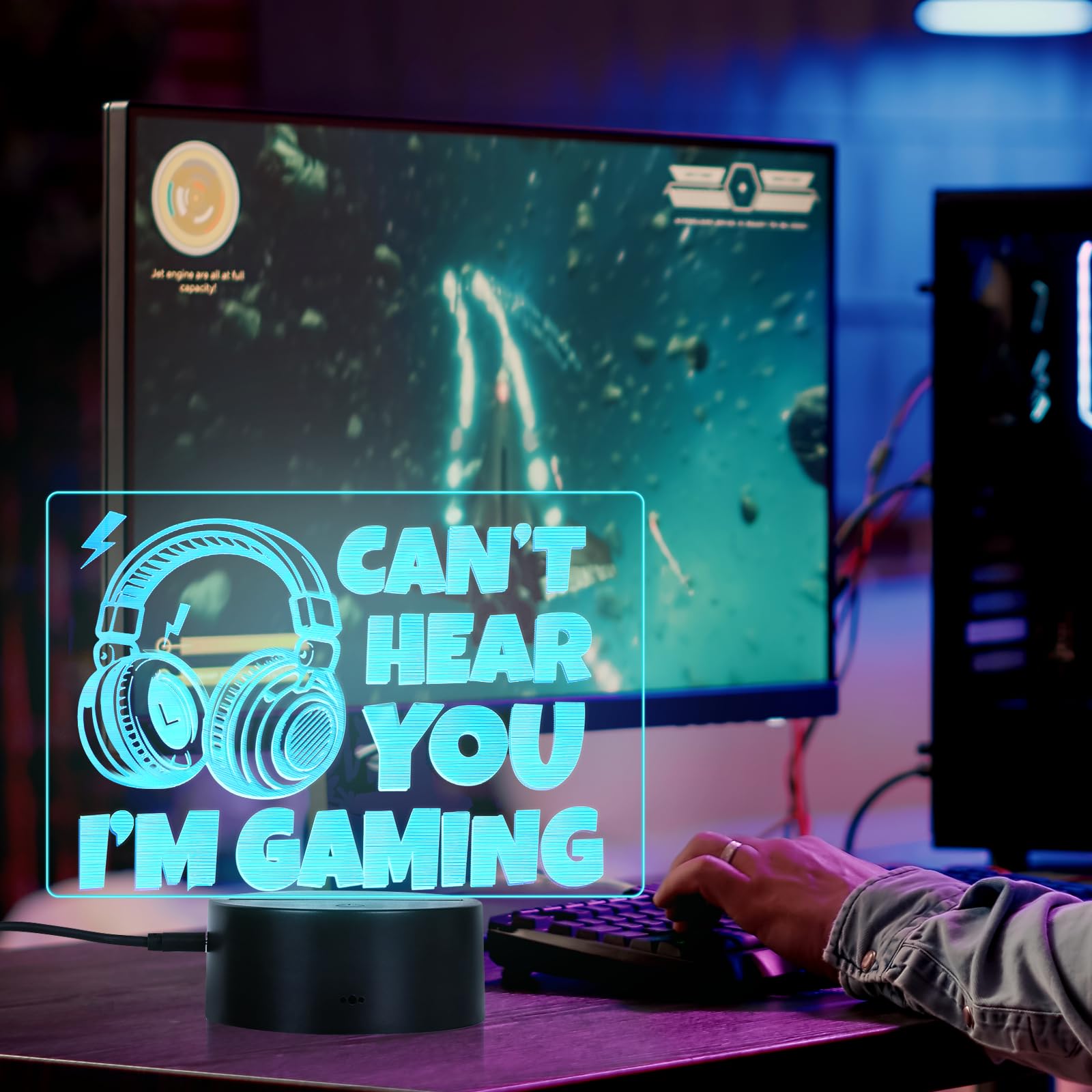 Can'T Hear You I'M Gaming Night Light Birthday Valentine'S Day Gifts For Men Boyfriend Husband Gamers Teenagers Kids Funny Video