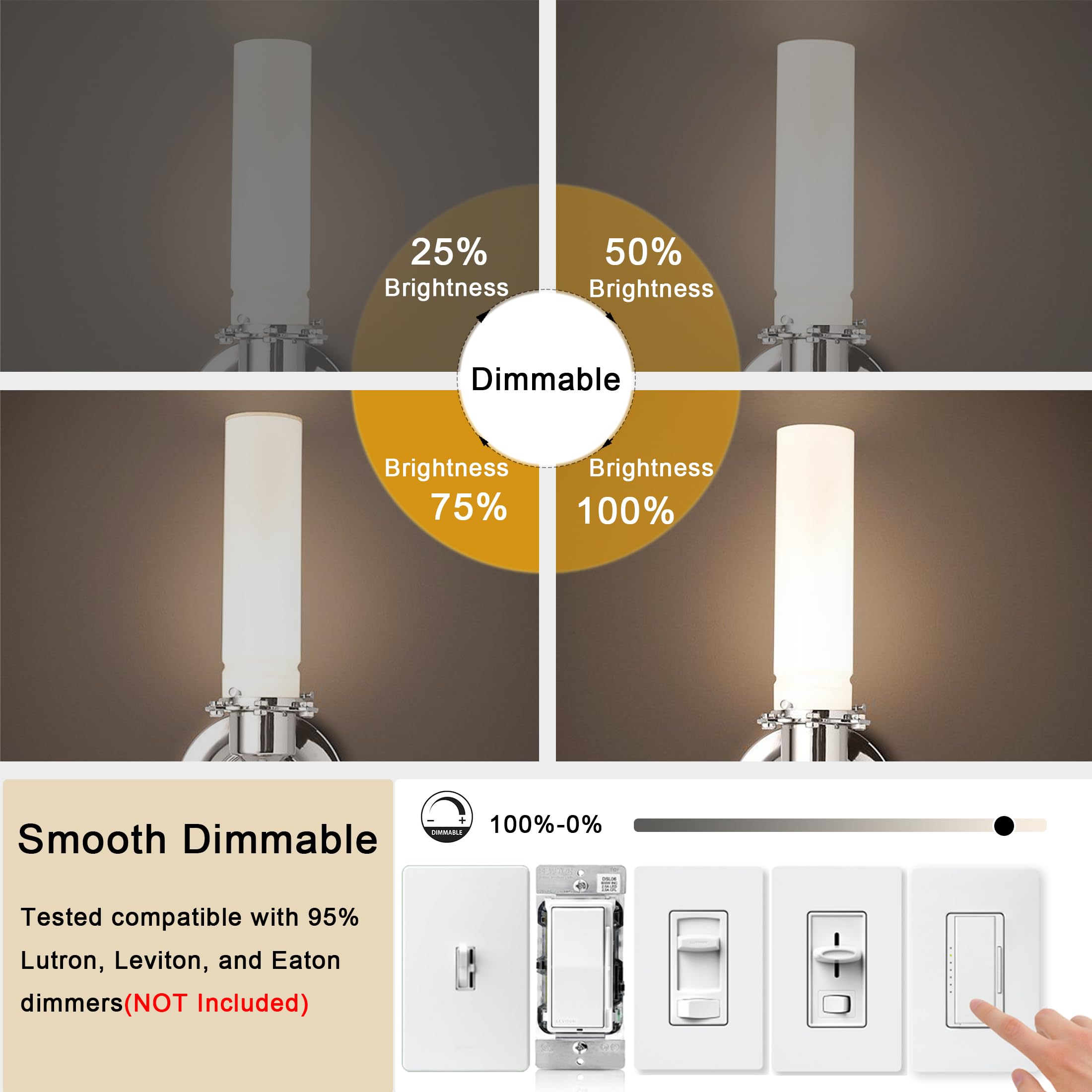 NOVELUX T10 Light Bulbs, 1000LM, 5000K Daylight White, Dimmable, E26 Base, 11.8 In, Glass, 4 Pack