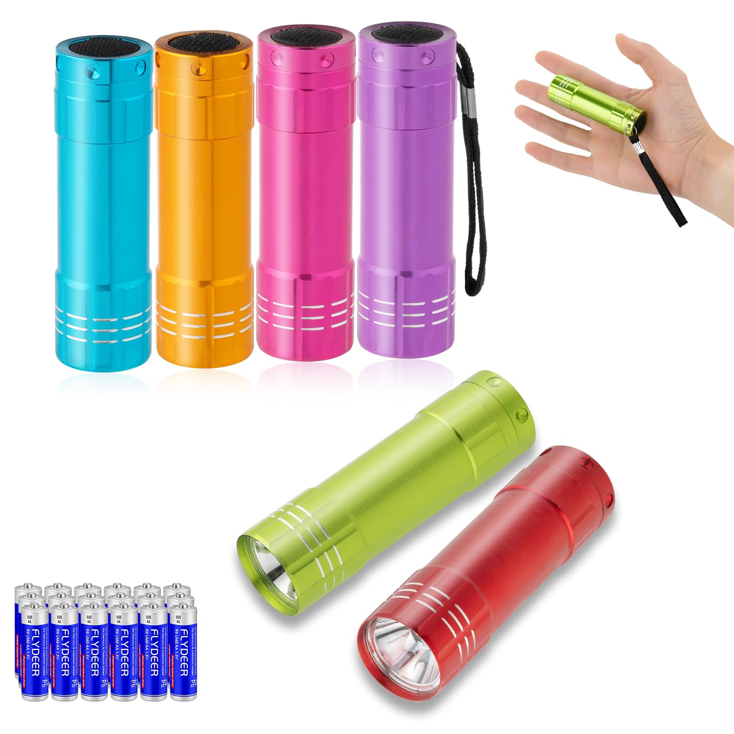 Kunhe 6 Pack Mini Led Flashlights - 100 Lumen Christmas Gifts For Kids, Party Favors