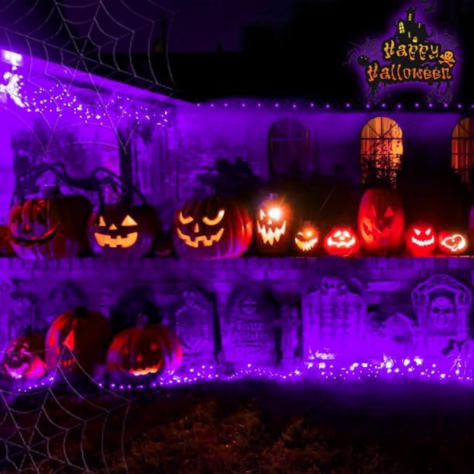 Qitong 2 Pack Purple Solar Christmas Lights, 66Ft 200 Led Waterproof Fairy Lights, 8 Modes