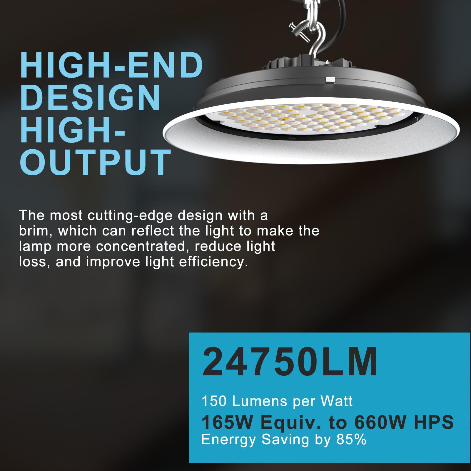 Led High Bay Light With Relfector (Beam Angle:120) 165W (200X1W Led) 24750Lm High Bay Led Shop Lights,Ac100-277V Ufo Led High Ba