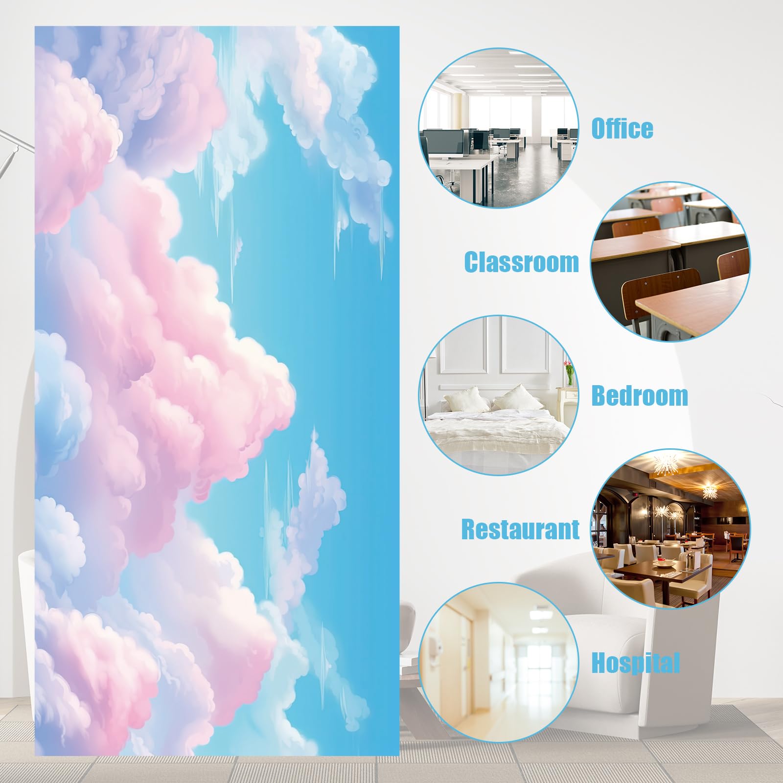 Outus Fluorescent Light Cover, 2x4 ft, Pink Cloud, 6 Pcs Magnetic Ceiling Panel, Reduces Glare for Office & School, Model TJRW-Outus-338