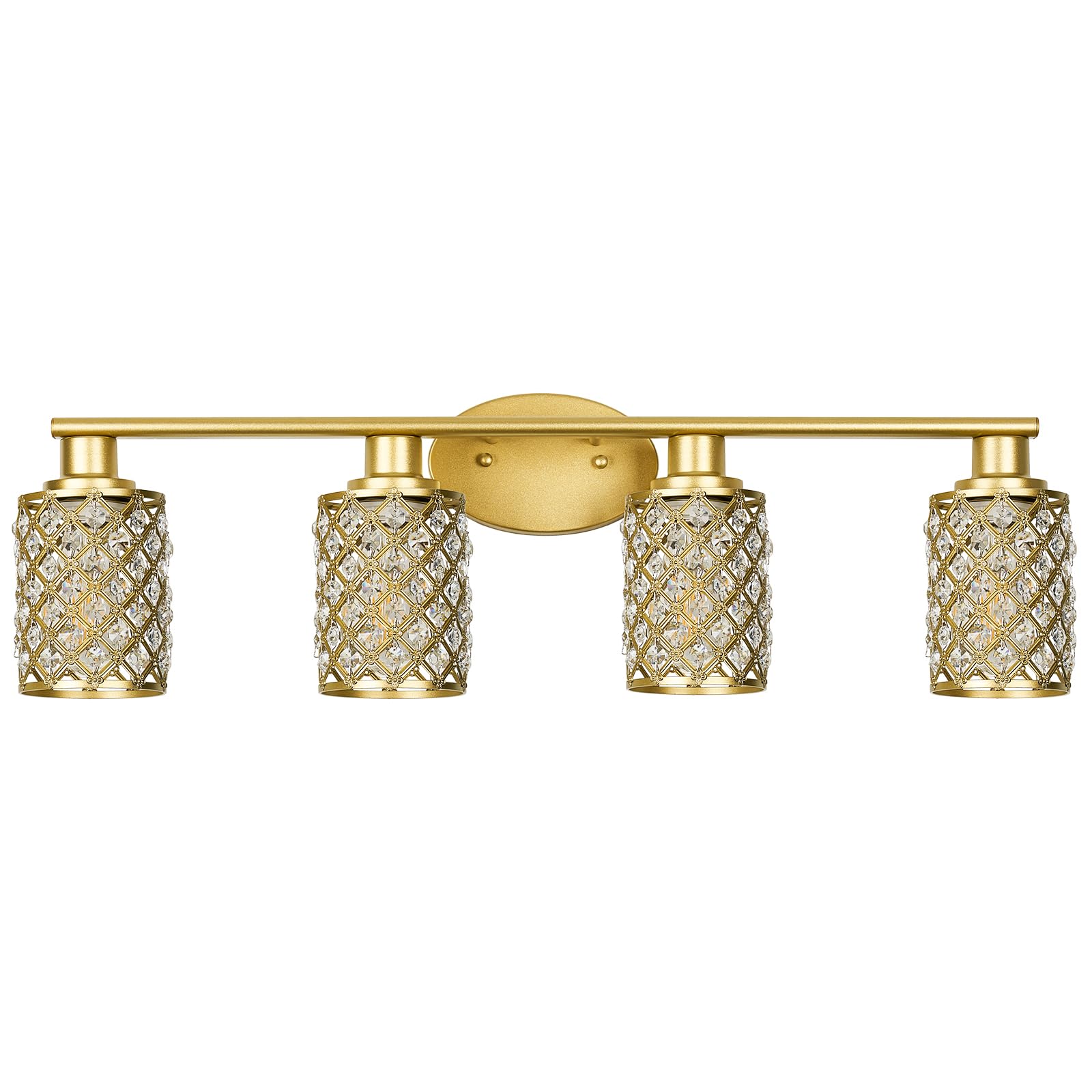 Niloah 4 Light Gold Vanity Light Fixtures, Modern Farmhouse Vanity Light, Bathroom Lights Over Mirror,Crystal Vanity Lighting Fixtures For Bathroom,Powder Room