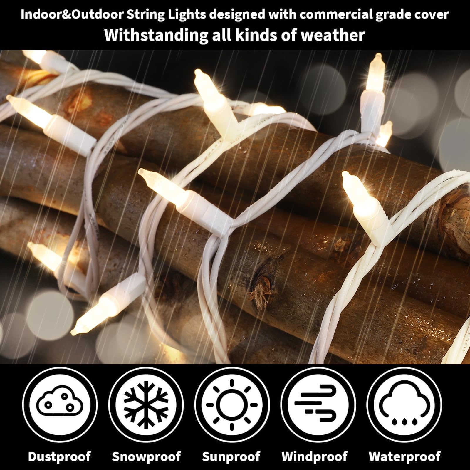 Lamphome 100 Count White Frost Christmas Lights Mini Clear Lights 21Ft White Wire Christmas Tree String Lights Set For Outdoor Indoor Christmas Decorations Wedding Decorations Valentines Day Decor