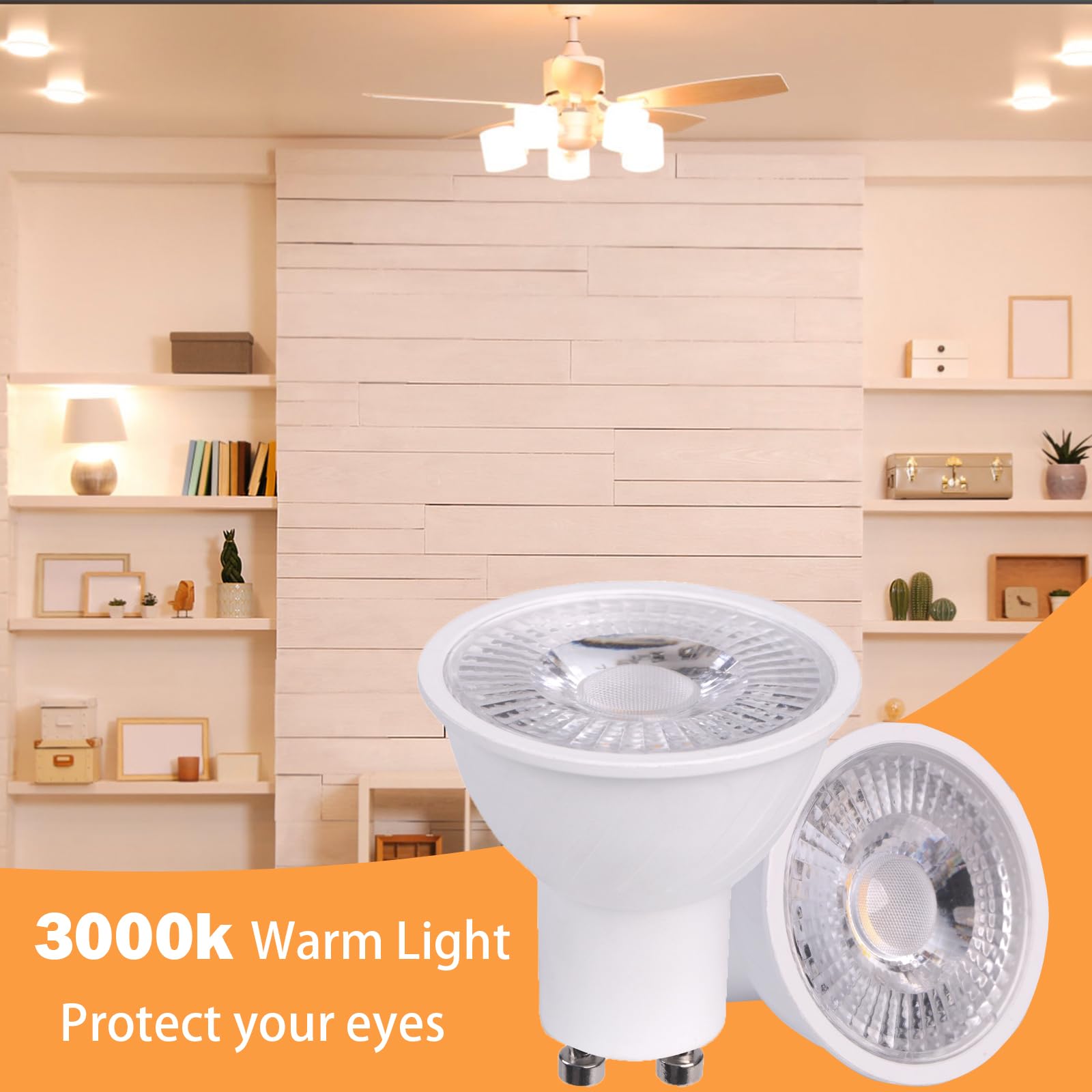 Hmyyjt Dimmable Gu10 Led Bulbs,50 Watt Equivalent, Energy Efficient 7W, Gu10 Base, Warm White 3000K,550Lm, 30,000 Hour Lifetime,