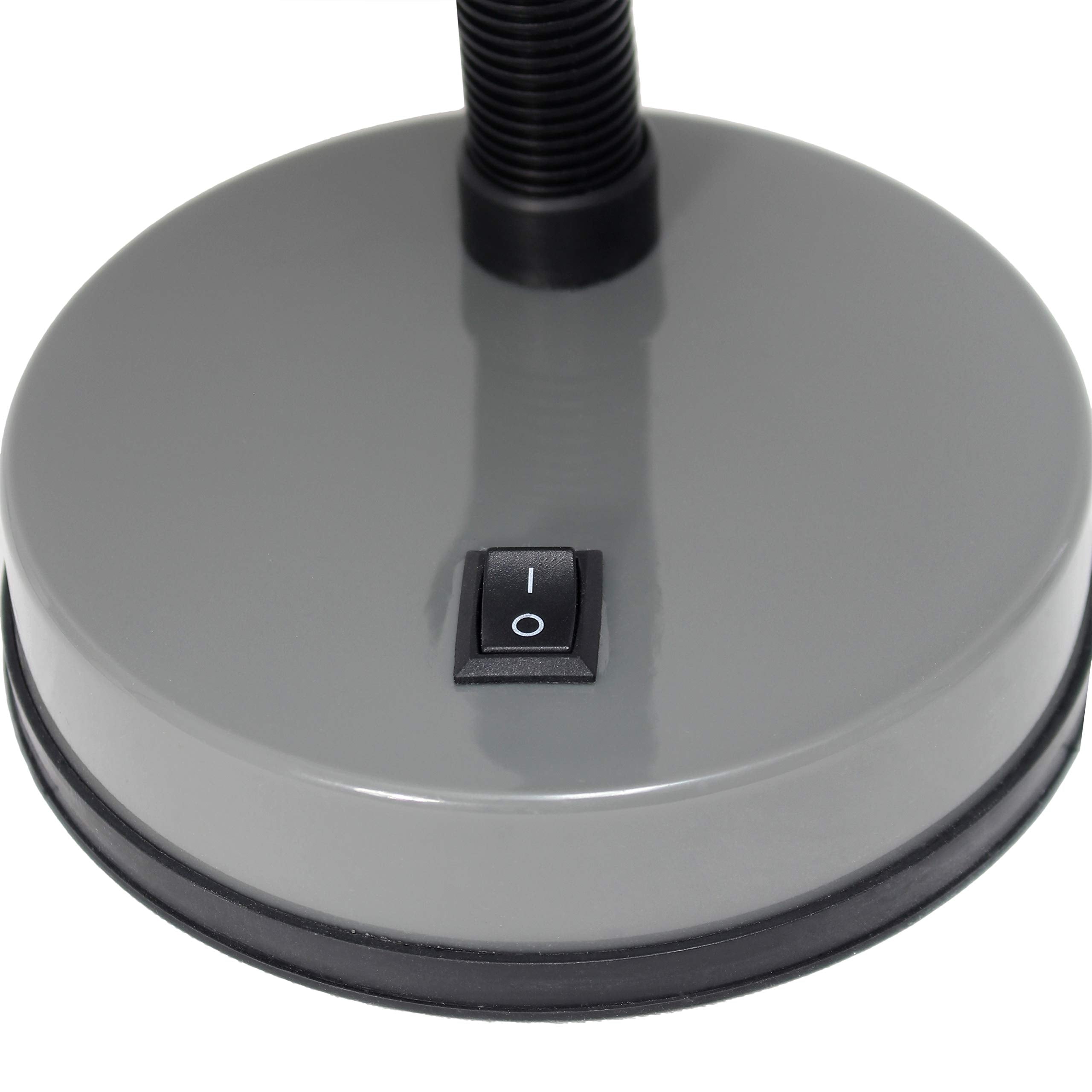 Simple Designs Ld1003-Gry Basic Metal Desk Lamp With Flexible Hose Neck For Office, Living Room, Bedroom, College Dorm, Bookshelf, Gray