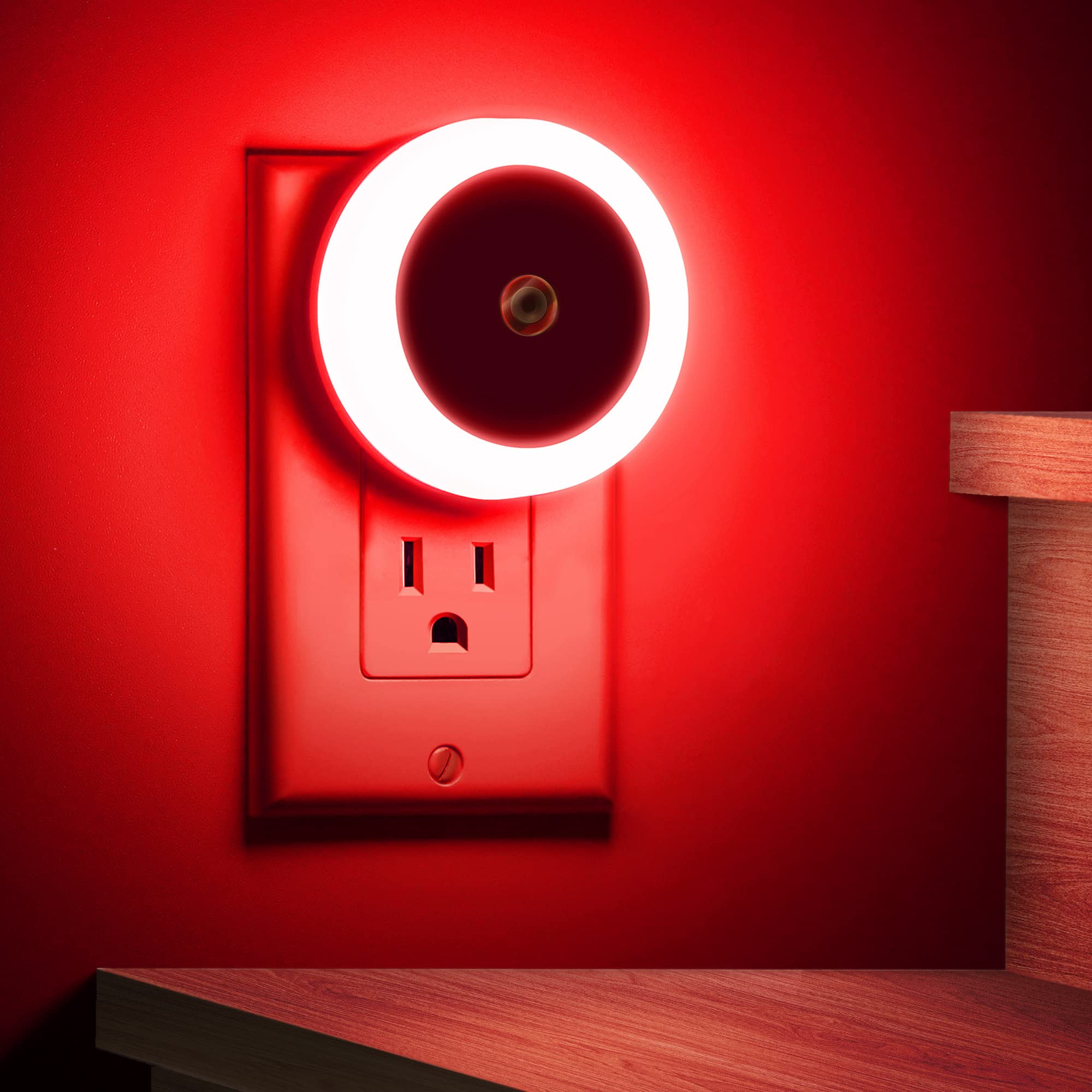 Briignite 4 Pack Red Led Night Light, Dusk To Dawn Sensor, Plug In, 60 Lumens, 0.6W, Abs Plastic, Perfect For Bedroom, Hallway,