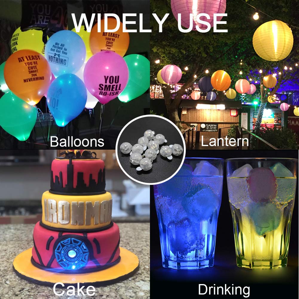 JJGoo 100Pcs Multicolor LED Balloon Lights, Waterproof Mini Round Balls for Party, Wedding, Halloween, Christmas, Model MY1005E-Colorful