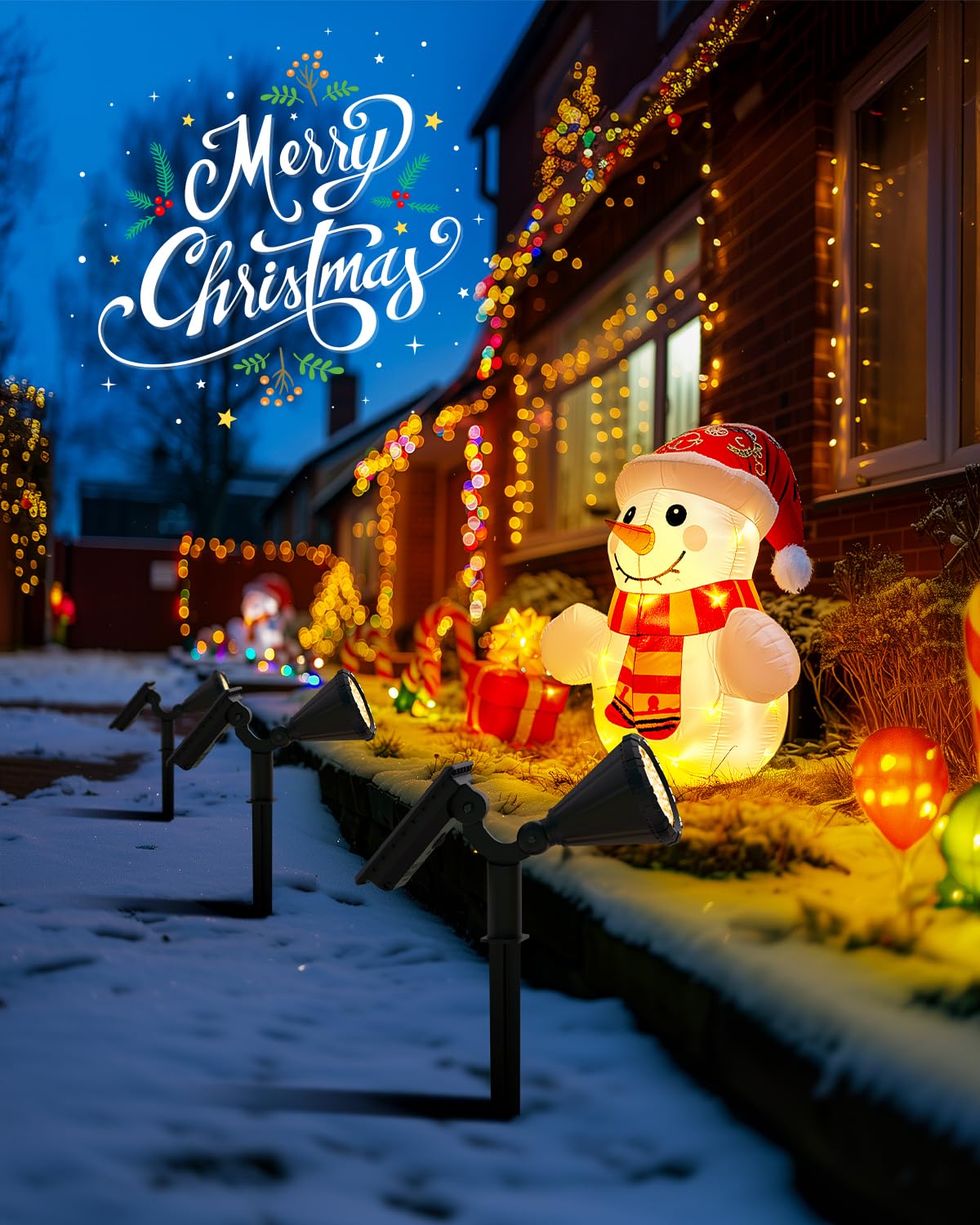 AUDERWIN Solar Spot Lights, 2 Pack Warm White, Waterproof Landscape Lighting, Model 9477 for Yard, Garden, Tree, Christmas Decorations
