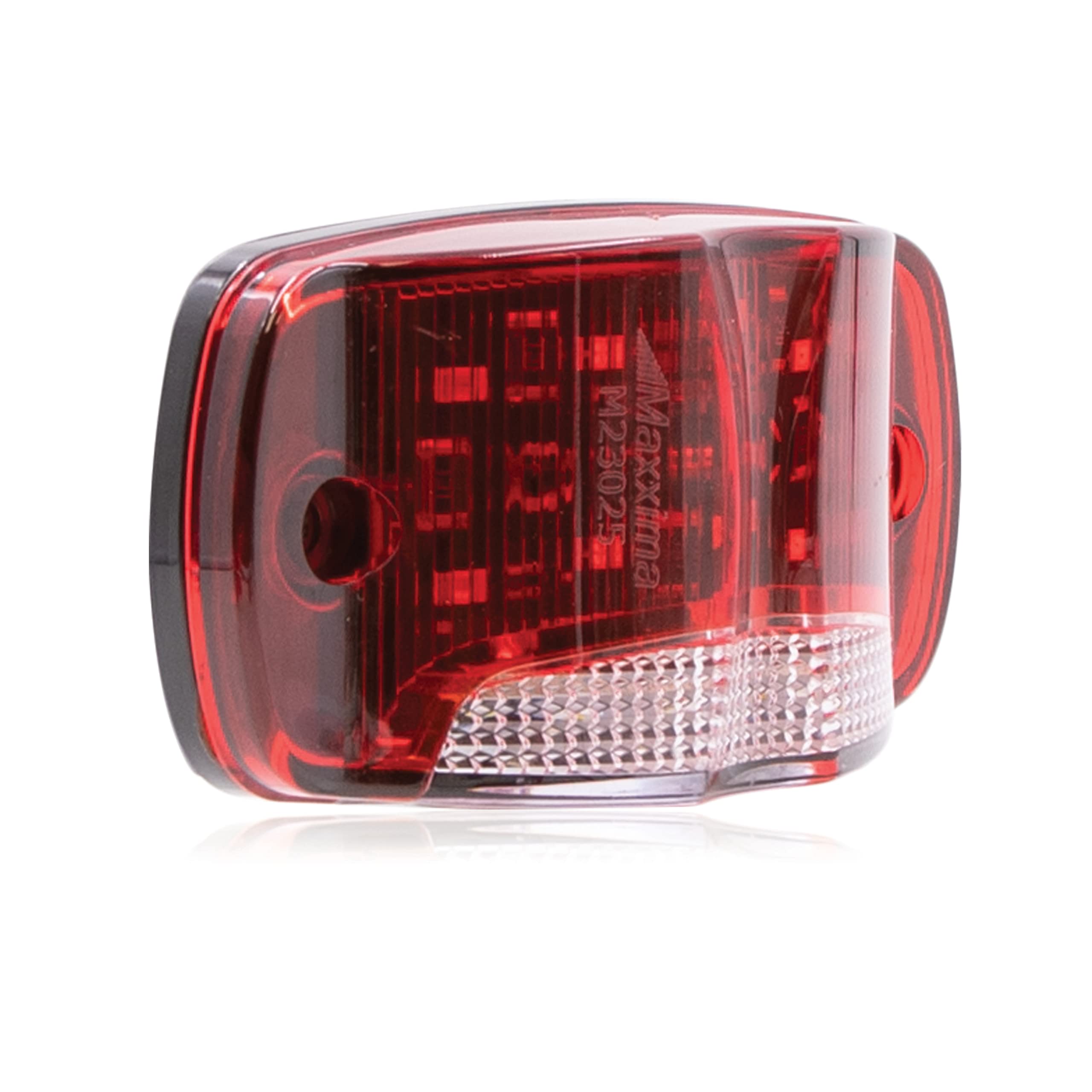 Maxxima Rectangular Clearance Marker P2PC, Red, Polycarbonate, 4in, Model M23025RW-DC, With White Ground Light