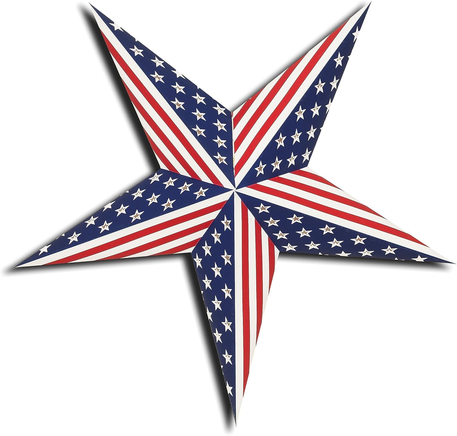 GalaxyArts 24in Patriotic Paper Star Lantern - USA Flag Red, White & Blue - Indoor/Outdoor Décor for Independence Day & Memorial Day