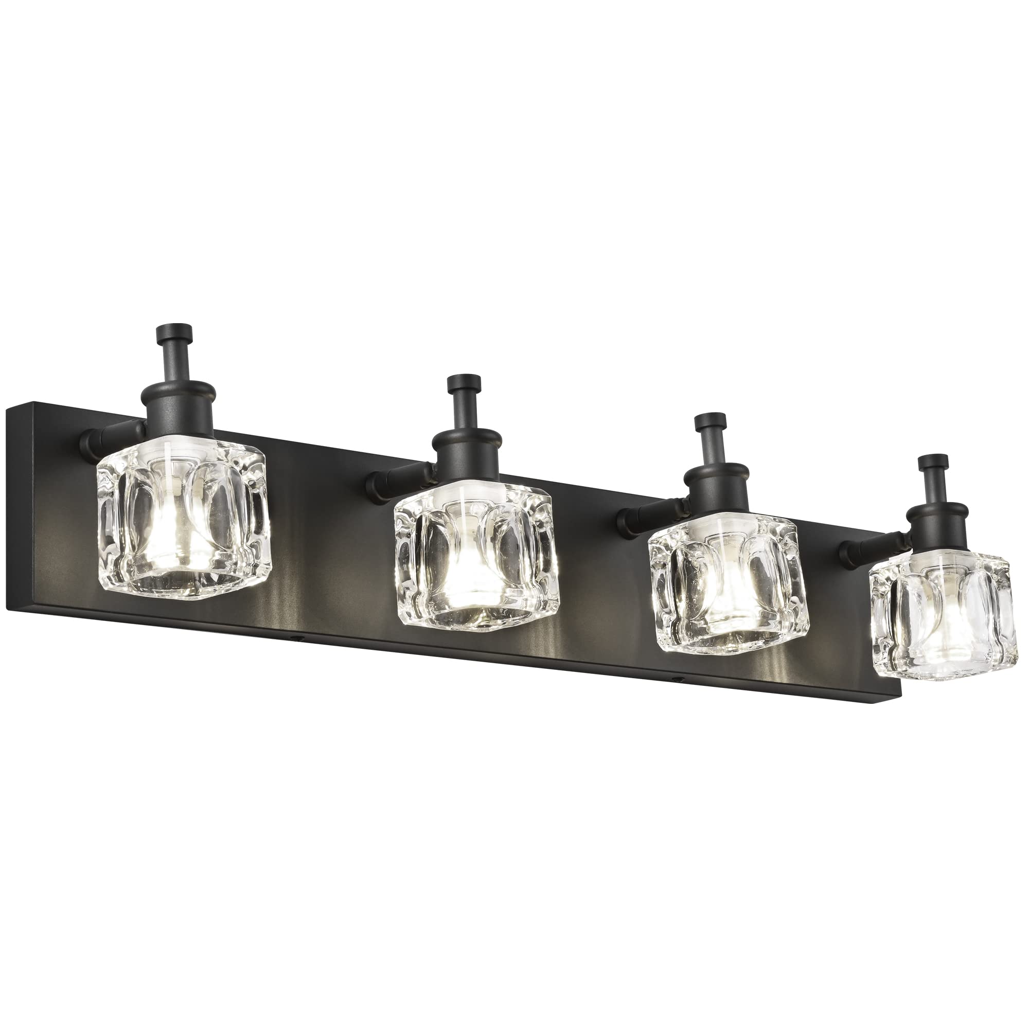 PRESDE Modern Crystal Vanity Light Fixtures, 4-Lights, Matte Black, Metal, Model 577f286b-be41-4153-a68d-3f988c30f47