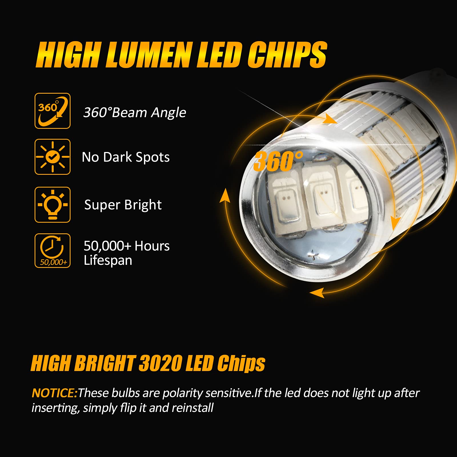 Auxbeam 1156 LED Brake Bulbs, Red P21W BA15S, 33-SMD Chipsets, Pack of 2