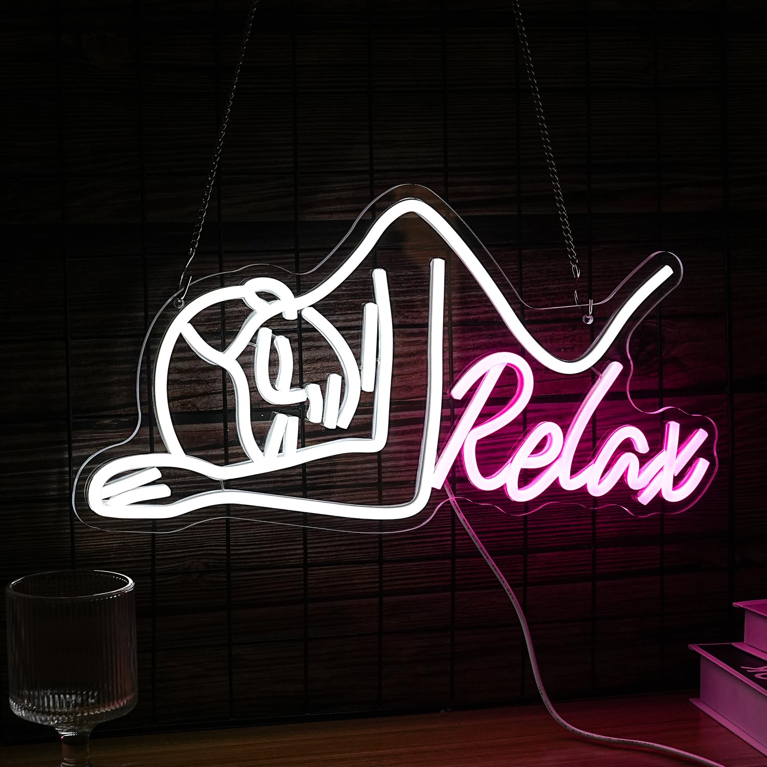 GNVETZLL Dimmable Neon Sign LED Wall Light for Decor 16.7in x8.7in  Acrylic White Pink