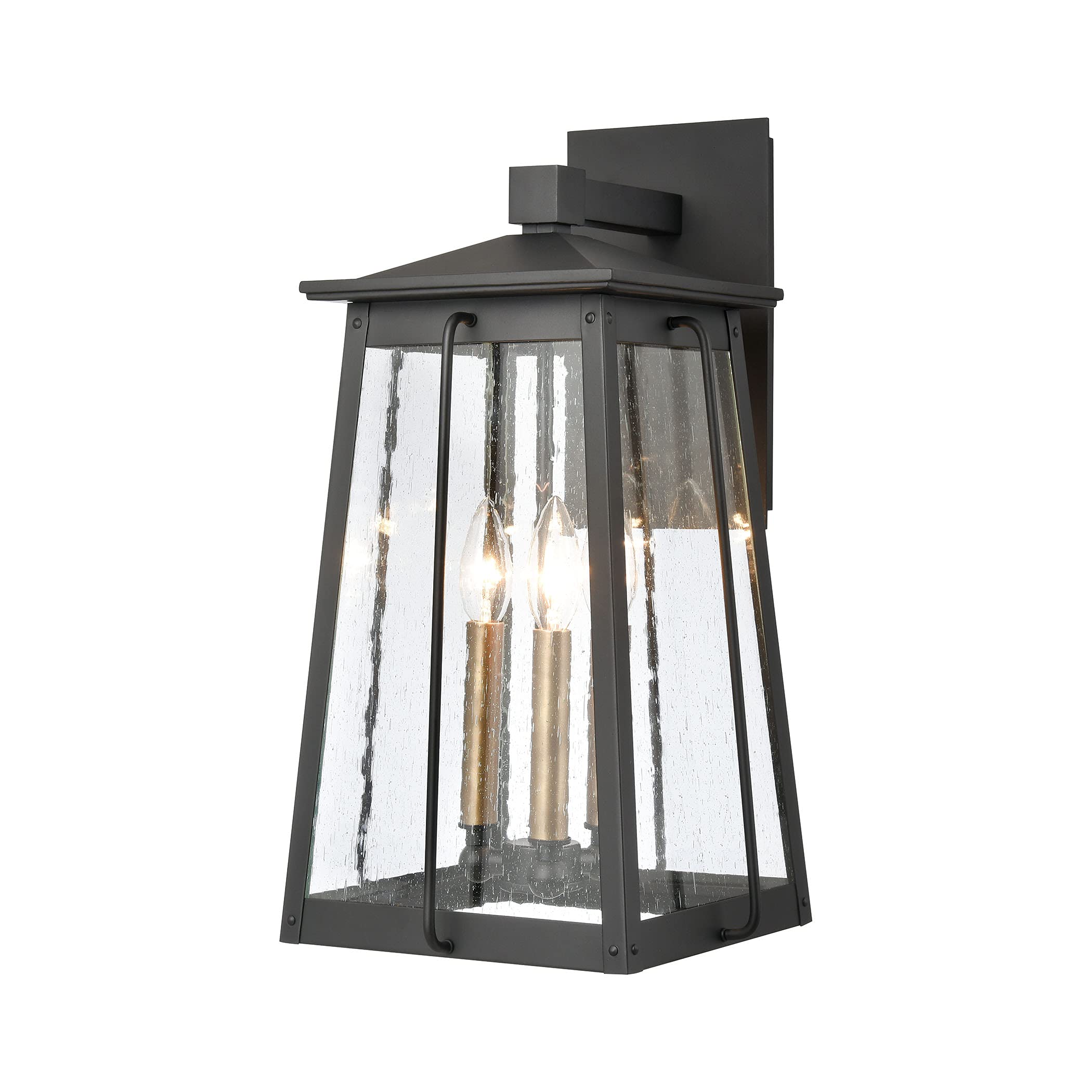 Elk Home Kirkdale 19" 3-Light Outdoor Sconce, Matte Black Aluminum Wall Light