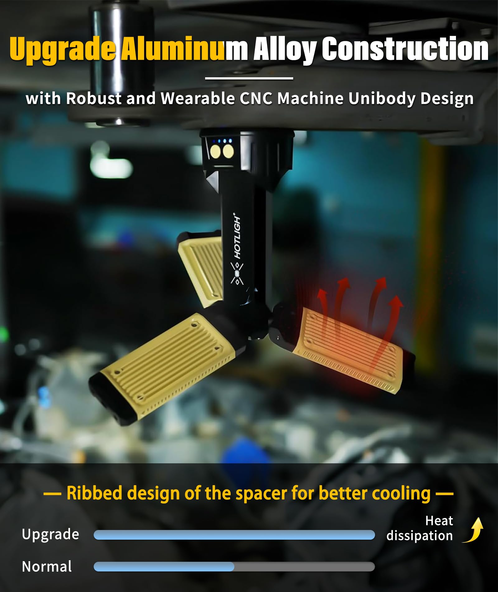 HOTLIGH Rechargeable Work Light - 5000 Lumens, 67in Tripod, 10000mAh Battery, Aluminum, Brown, Model zf6957-29