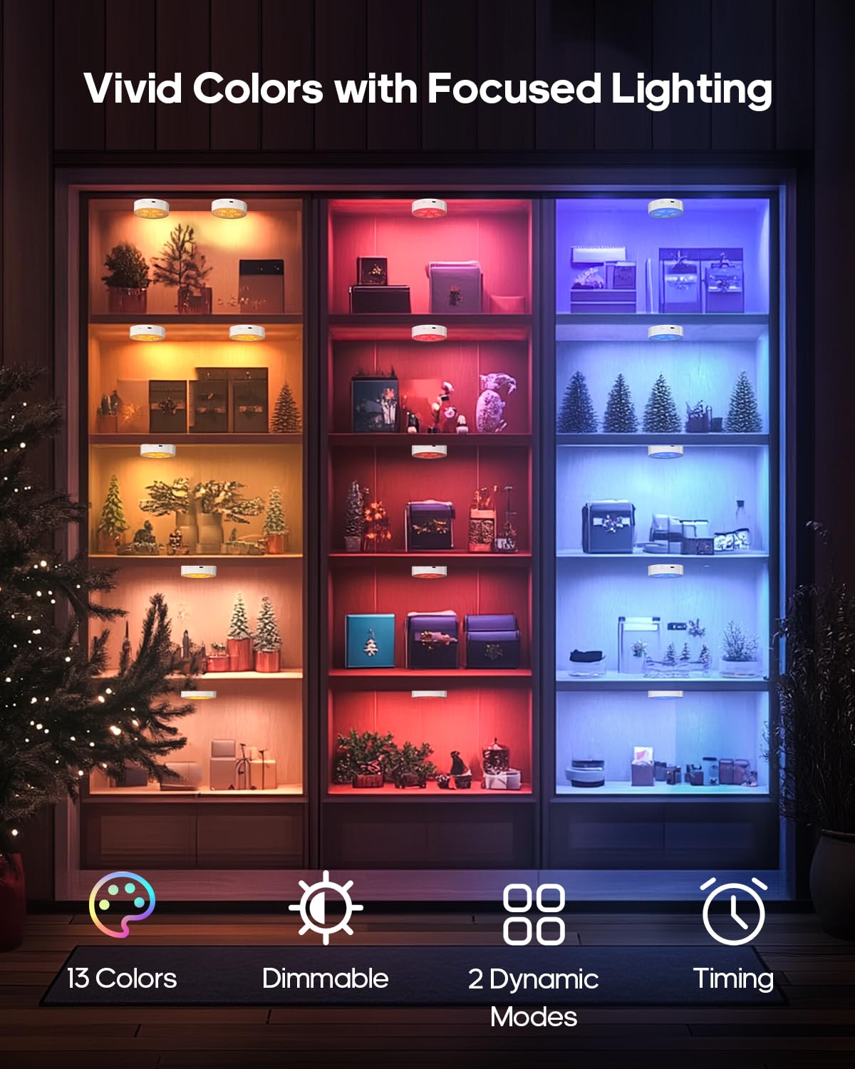 Goodea.Fun Puck Lights With Remote Control,Under Cabinet Lighting Magnetic,Led Closet Lights Rechargeable,Dimming Tap Light, Sti