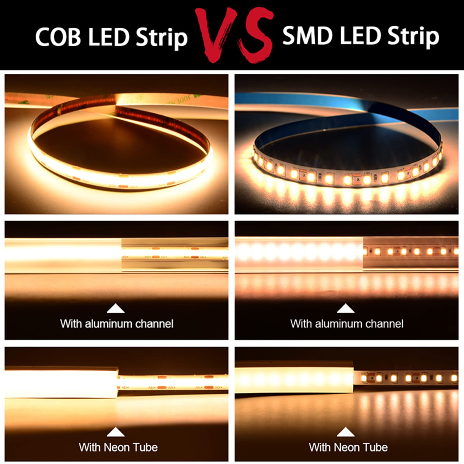 Lltop Cob Led Strip Lights Warm White 3000K, Dc24V 16.4Ft/5M High Cri 92Ra+ Flexible Led Tape Lighting Diy Cuttable For Bedroom