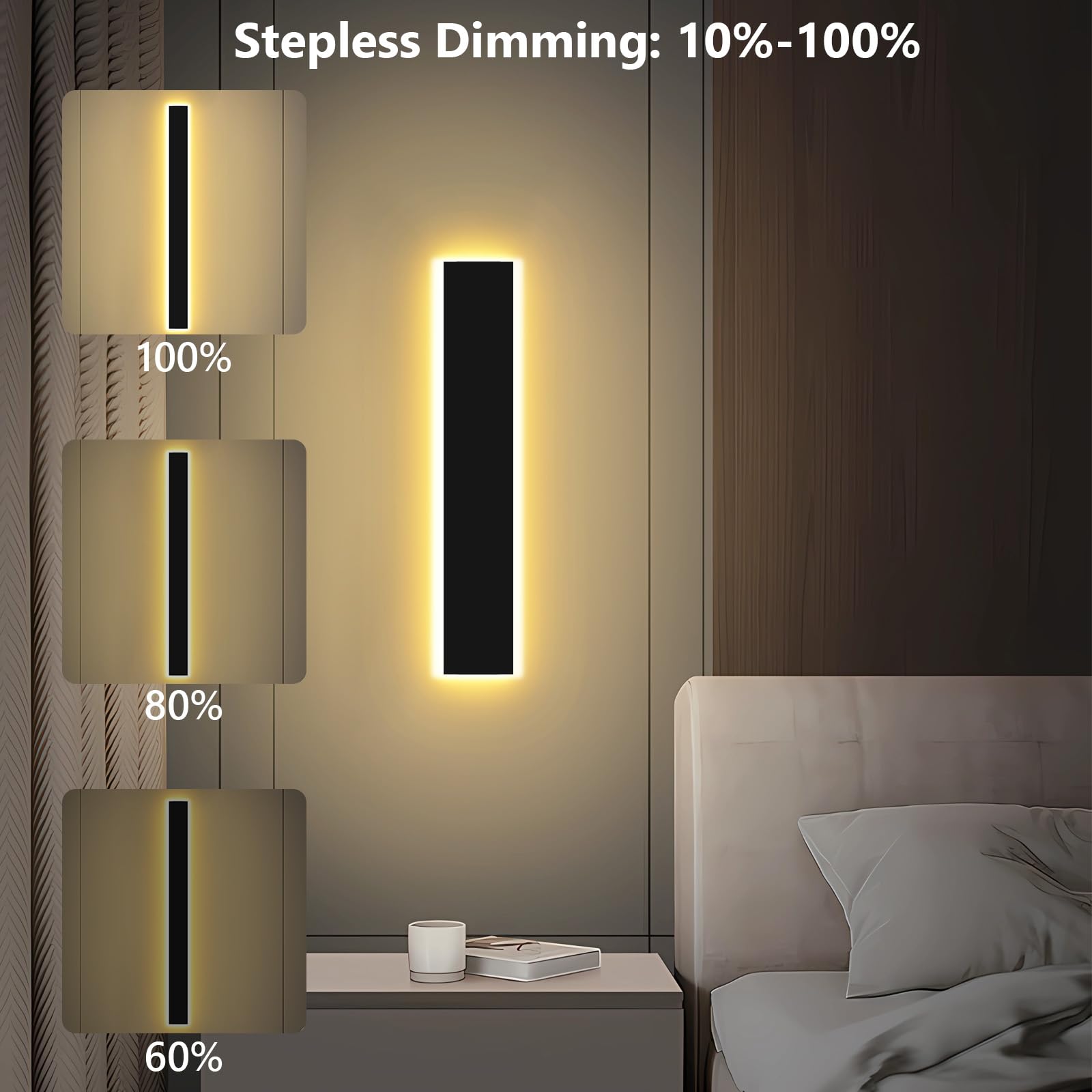 Pedforn 2Psc 39In Outdoor Wall Sconces  Ip65 Waterproof Outdoor Long Wall Lights  Exterior Lighting Fixtures For Garage Patio Porch  Black Linear Dimmable Led Wall Light For House(4.33In Width)