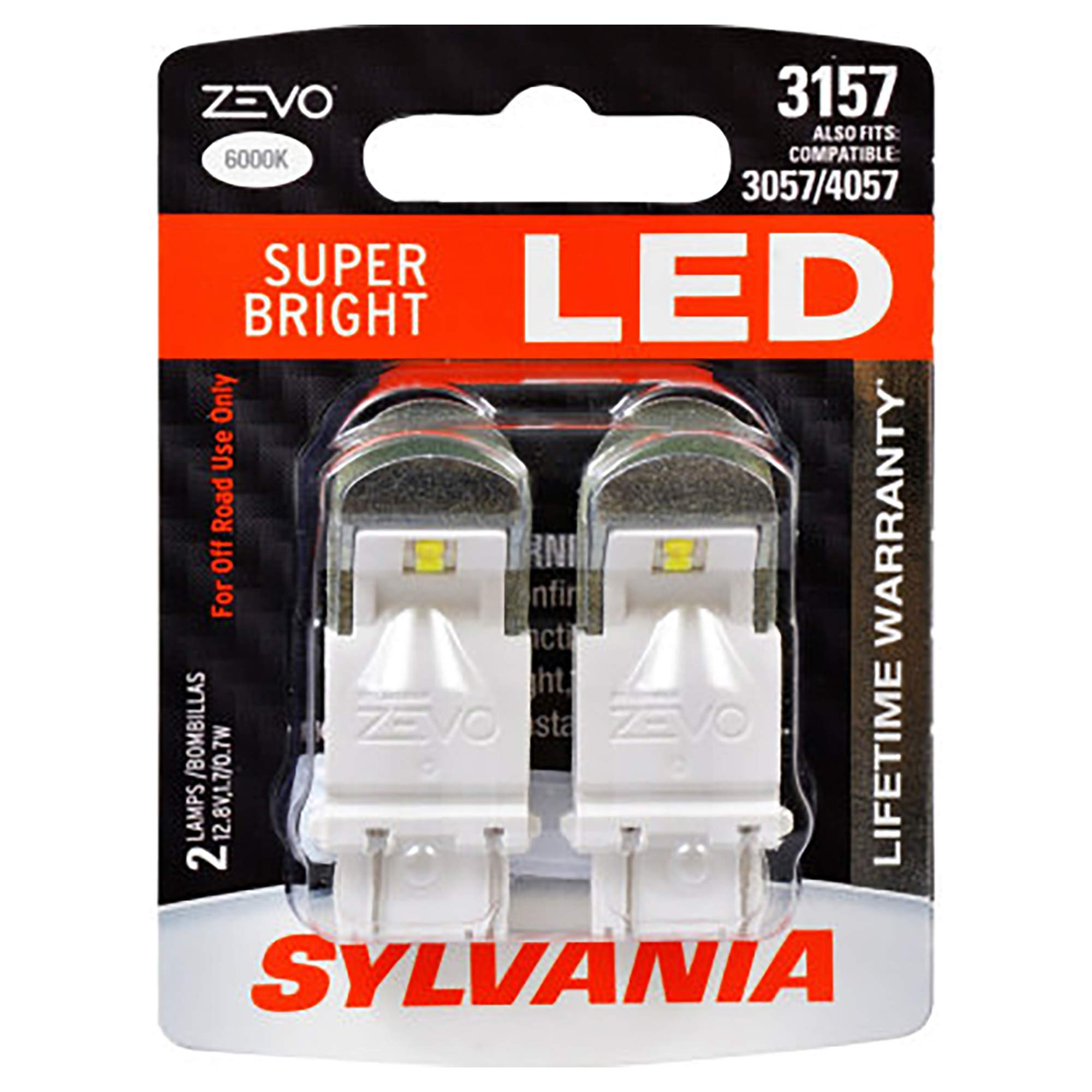 SYLVANIA 3157 ZEVO LED Bulb - Bright White, Ideal for Daytime Running Lights, 2-Pack