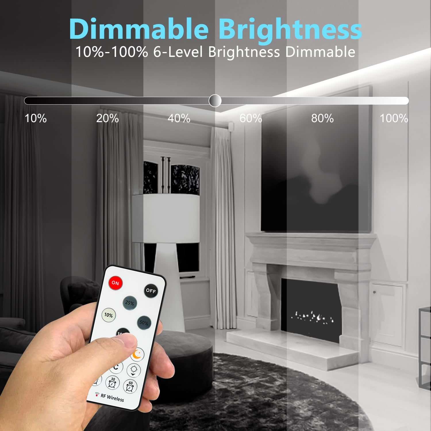 Wefomey COB LED Strip Light, 65.6ft Dimmable 6500K Daylight White, Flexible Plastic Tape, Model WF-COBCW-10M