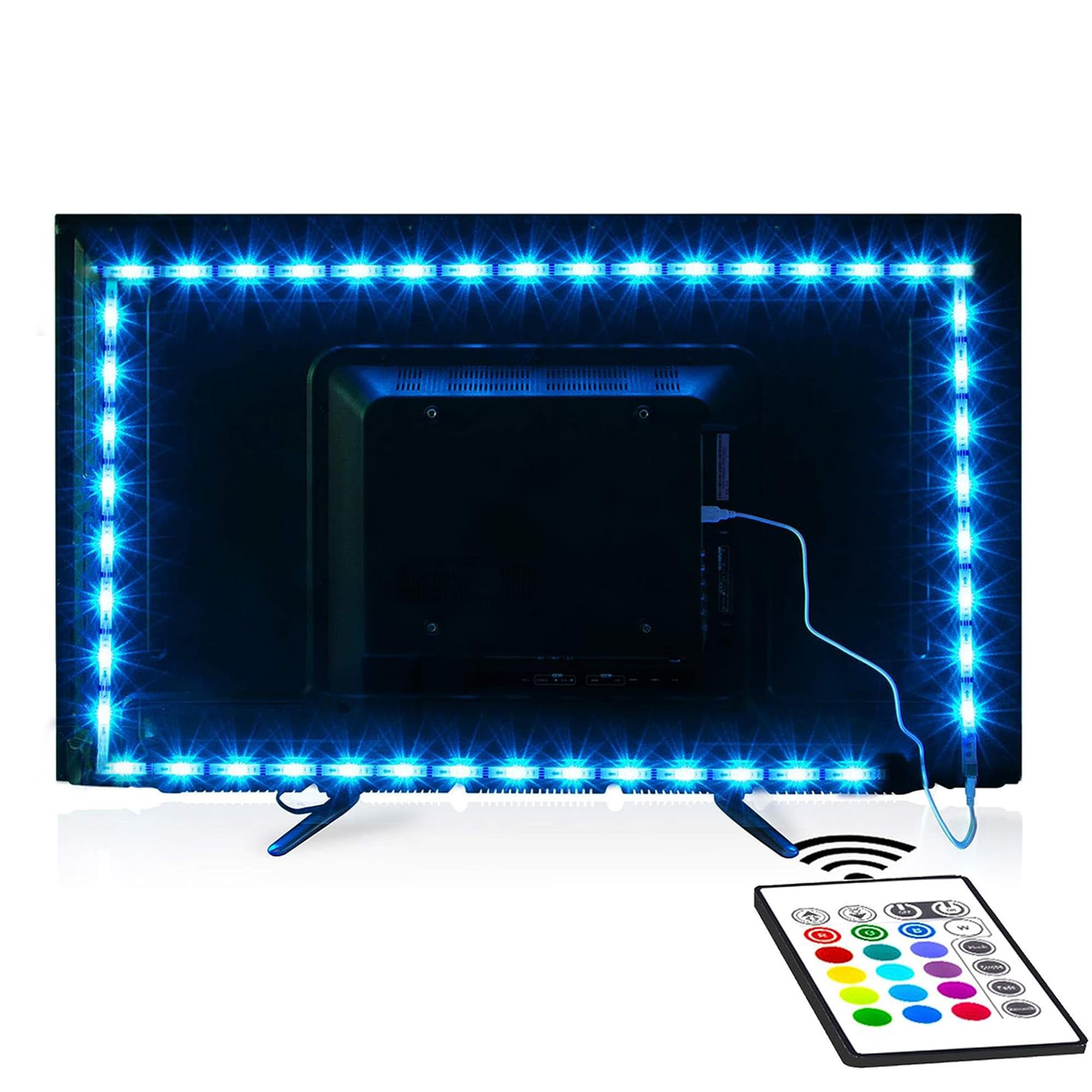 Maylit USB Powered LED Strip Lights for 40-60in TV, 8.2ft RGB Bias Lighting with Remote, Plastic Material