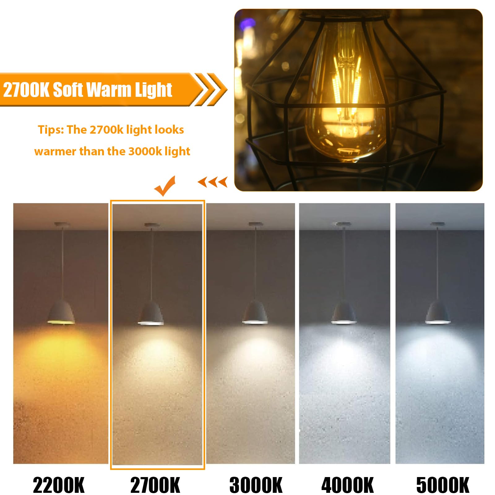 Winsaled 16 Pack Led Edison Bulbs 40W Equivalent, Dimmable 2700K Soft Warm White St19/St58 Light Bulb, 4 Watt Vintage Led Filame