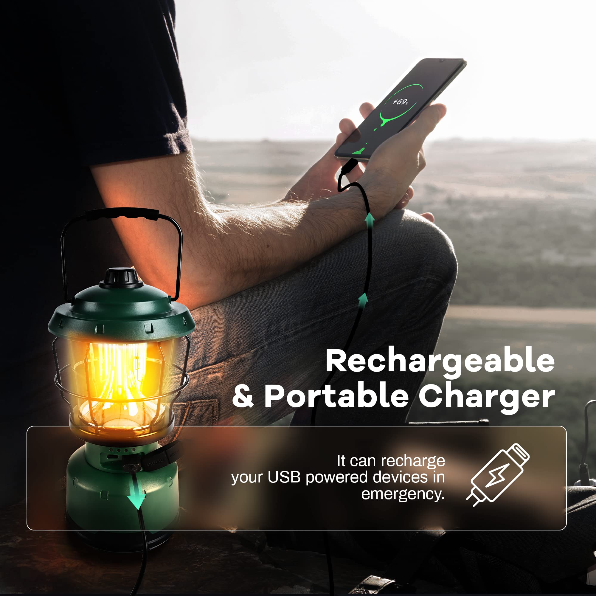 Elesall Led Camping Lantern, 2500Lm Rechargeable, Water Resistant For Emergencies & Hiking