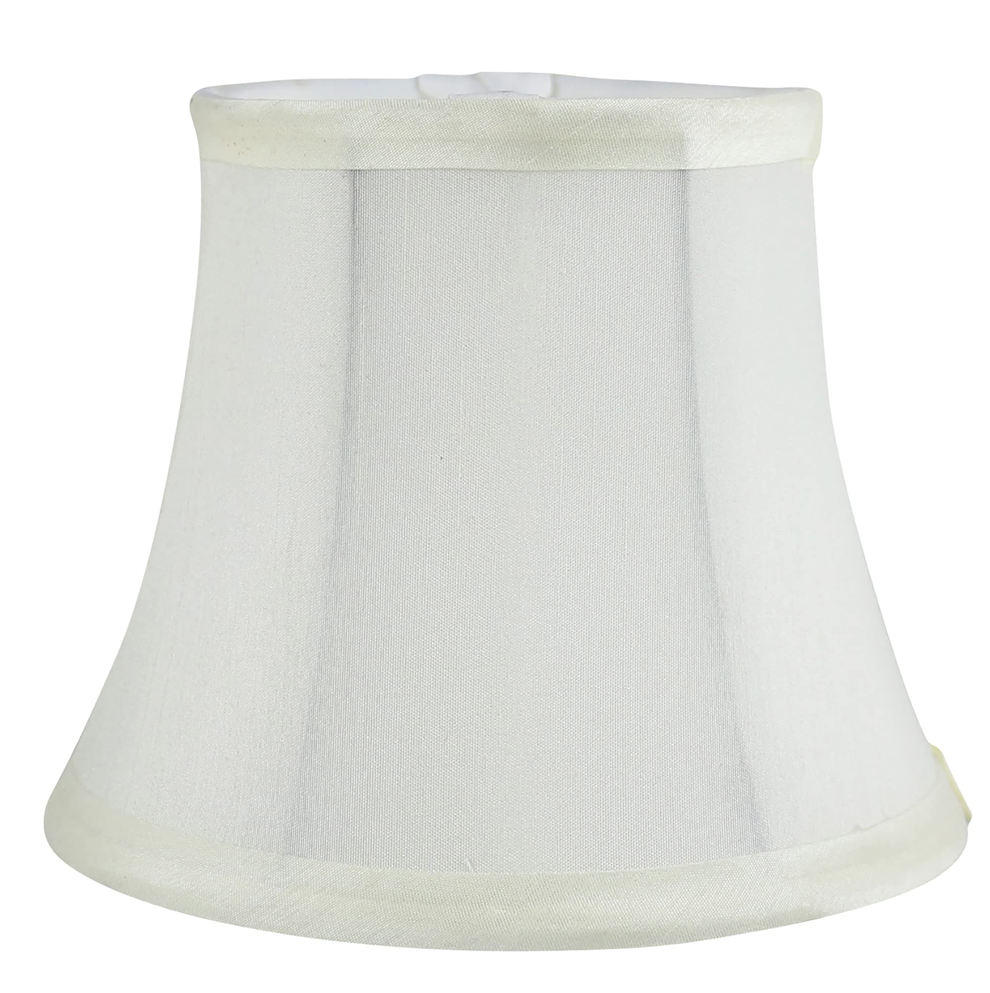 MERIVILLE Faux Silk Chandelier Lamp Shades - Softback Bell, Clip-On Fitter for Candelabra Bulbs, Set of 6, 4in x 6in x 5in,