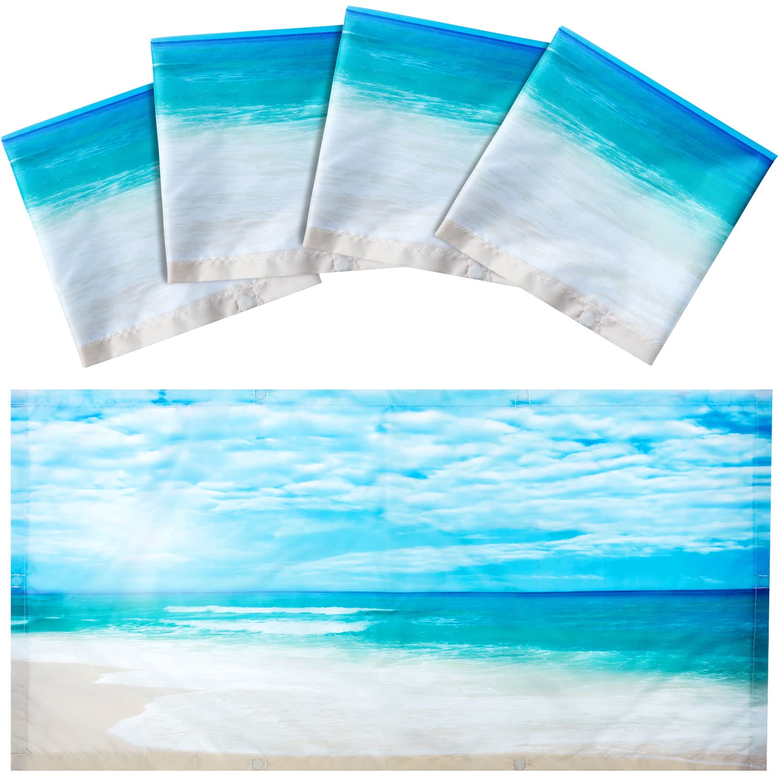 Hortsun Fluorescent Light Covers, 4 Pack, Magnetic, 4 x 2 Feet, Beach in Sunny Day Color