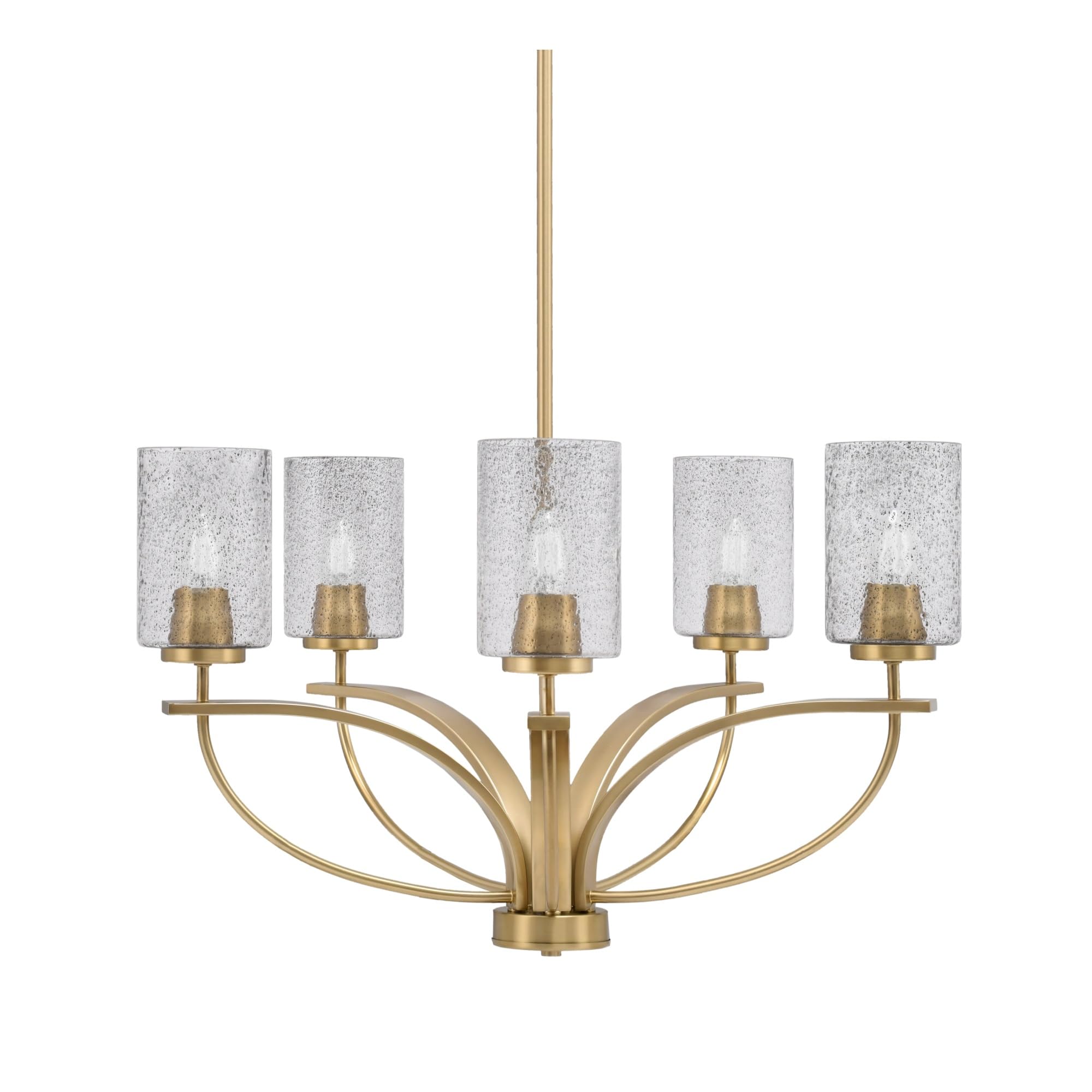 Toltec Lighting Cavella 5 Light, Uplight Chandelier, Hang Straight Swivel, New Age Brass Finish, 4&quot; Smoke Bubble Glass