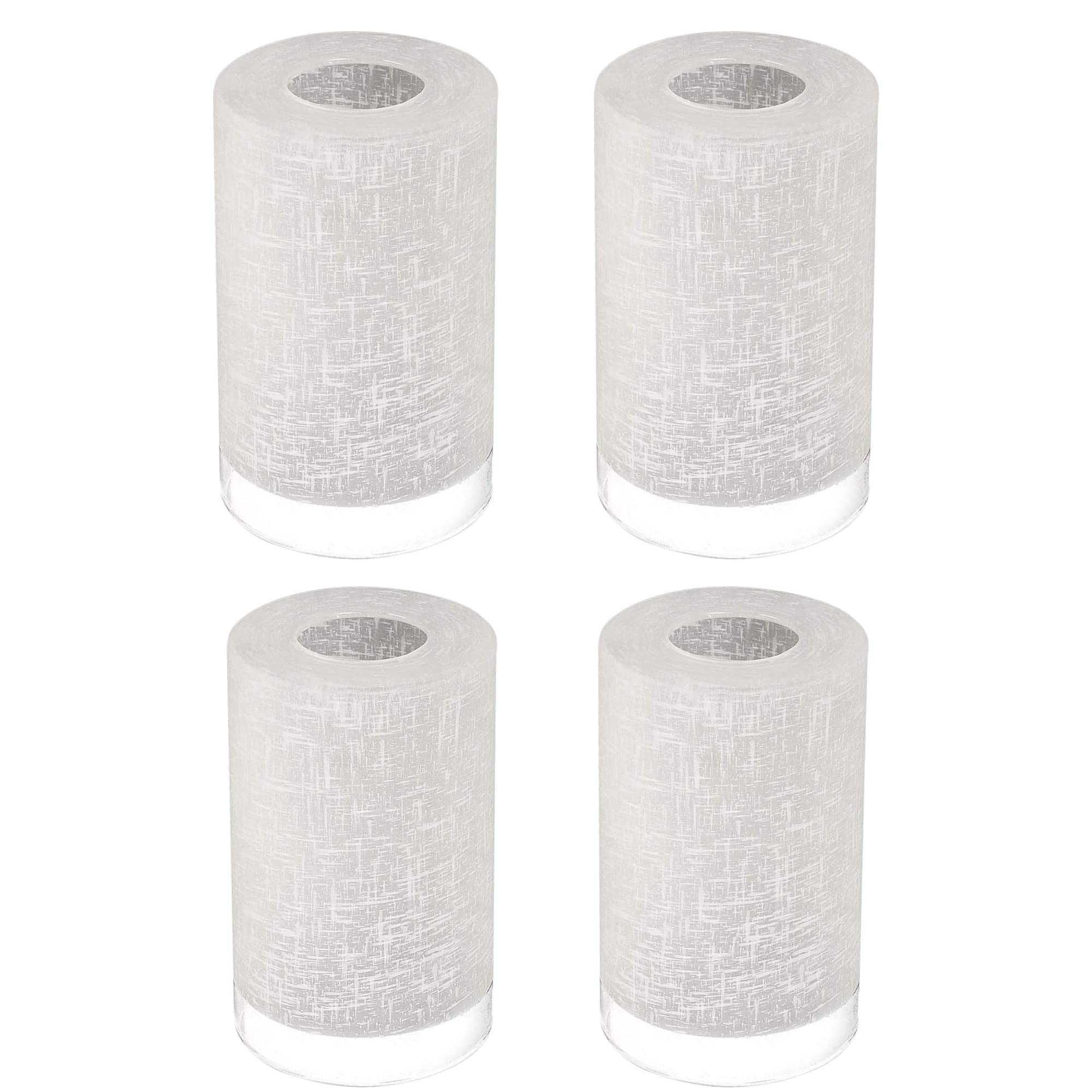 Eidonta 4 Pack White Linen Frosted Glass Lamp Shade Covers, 5.9in Height, 3.9in Diameter, 1.65in Fitter, Cylinder Light Fixture 