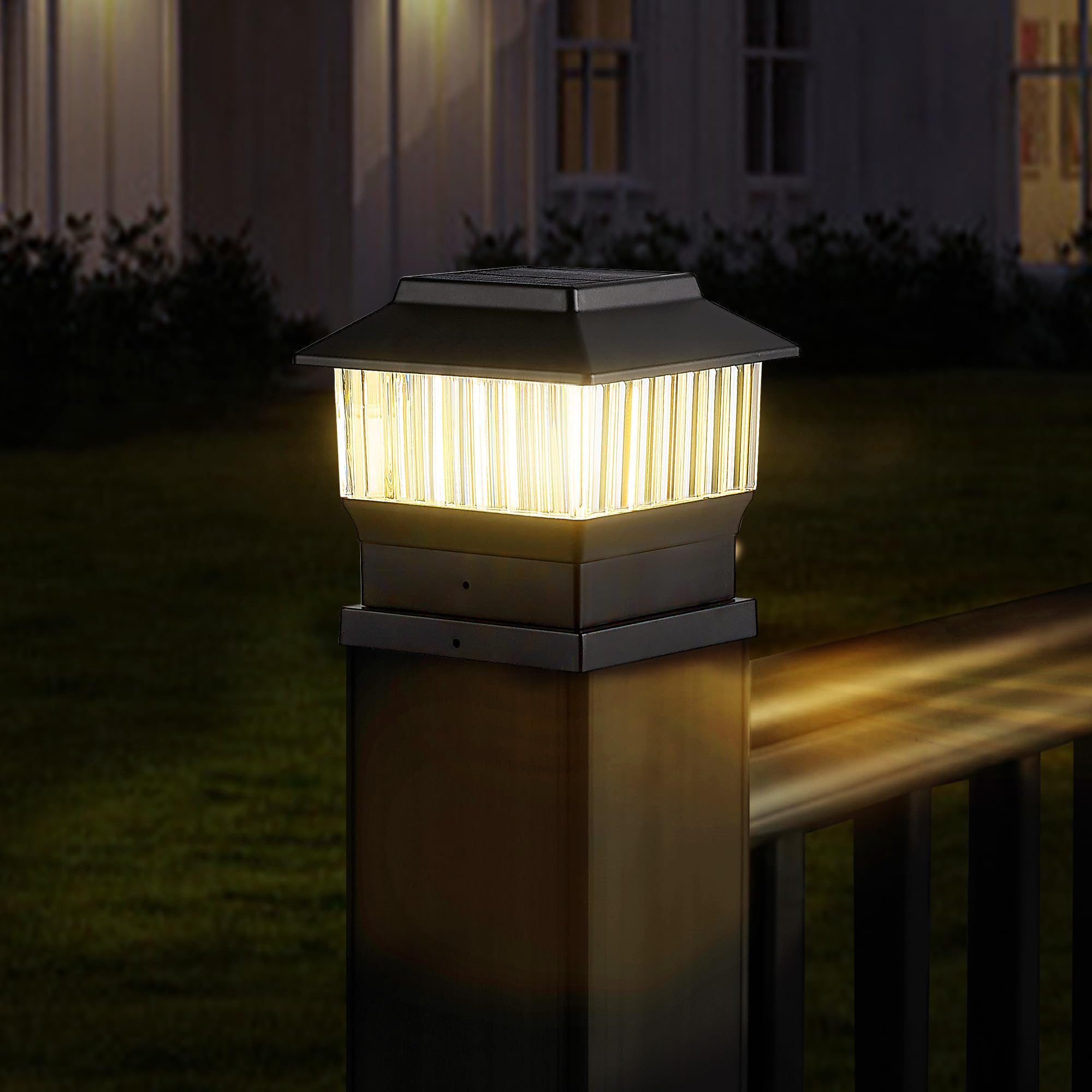 Moon-De-Age Solar Post Lights, 50 Lumen Led, 3 Modes, Waterproof, 4X4, Black,