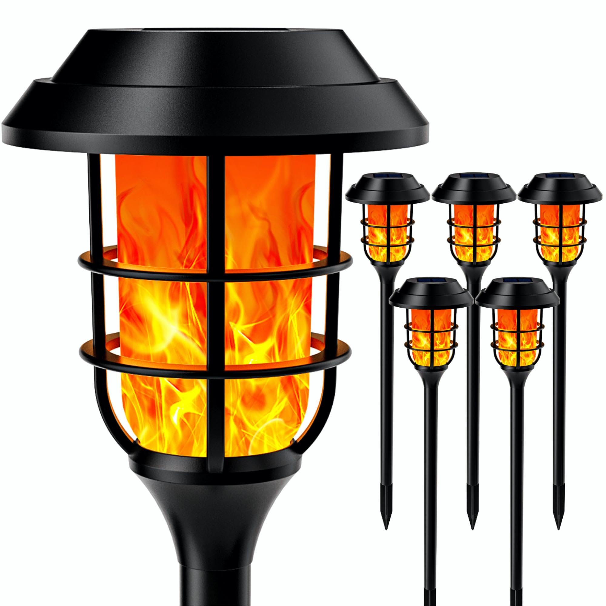 Hmdecor Solar Lights Outdoor, 6 Pack Solar Torch Light With Flickering Flame,Solar Garden Lights Waterproof For Outdoor Decor, Yard, Patio,Pathway,Walkway.
