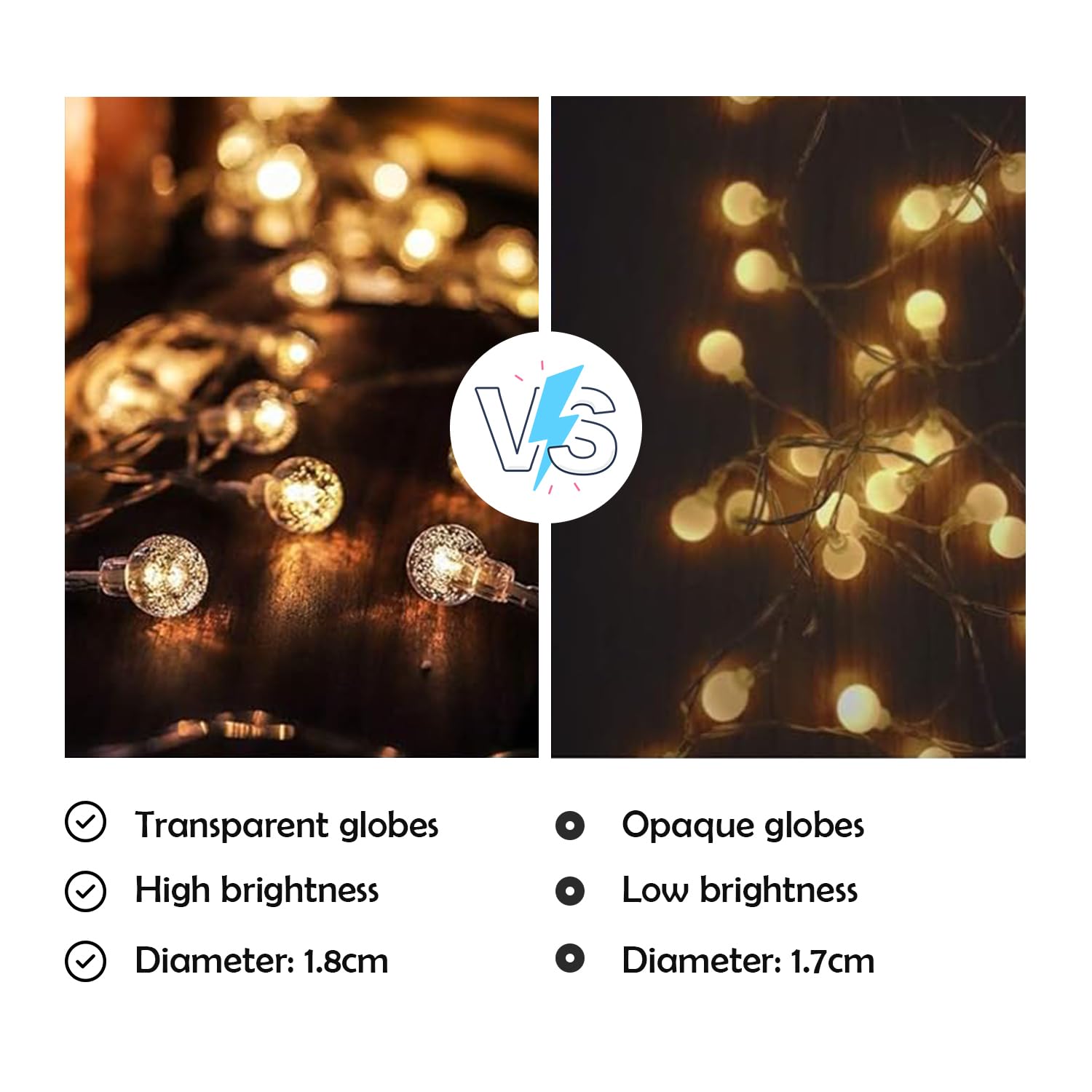 Party Propz Led Lights for Home Decoration - (14 ft) Led Crystal Ball Lights for Decoration/String Lights for Home Decoration/Bu