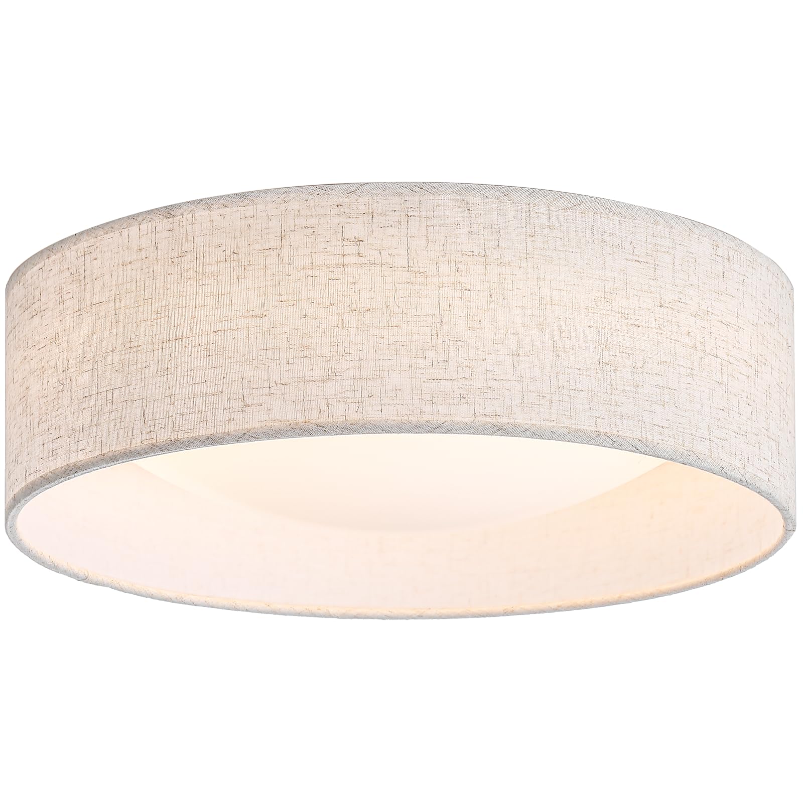 Calokes 13" Fabric Flush Mount Ceiling Light, 24W 3000K Led Closed To Ceiling Light Fixture With Classic Linen Drum Design For Bedrooms, Kitchen, Dining Room, Hallway