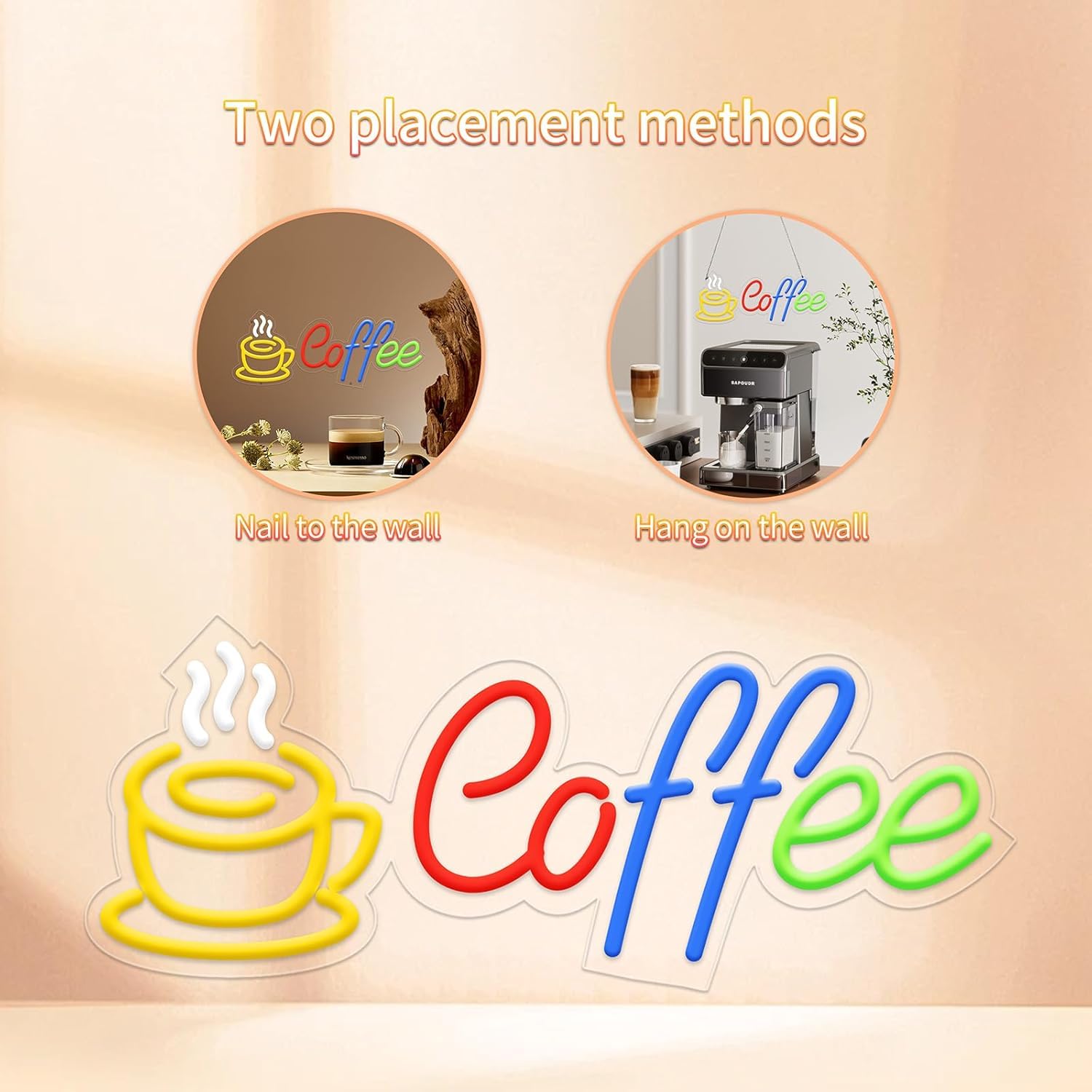 Coffee Neon Signs for Wall Decor, Neon Lights for Coffee Shop Led Business Signs Suitable for Coffee Store Kitchen Bar Pub Resta