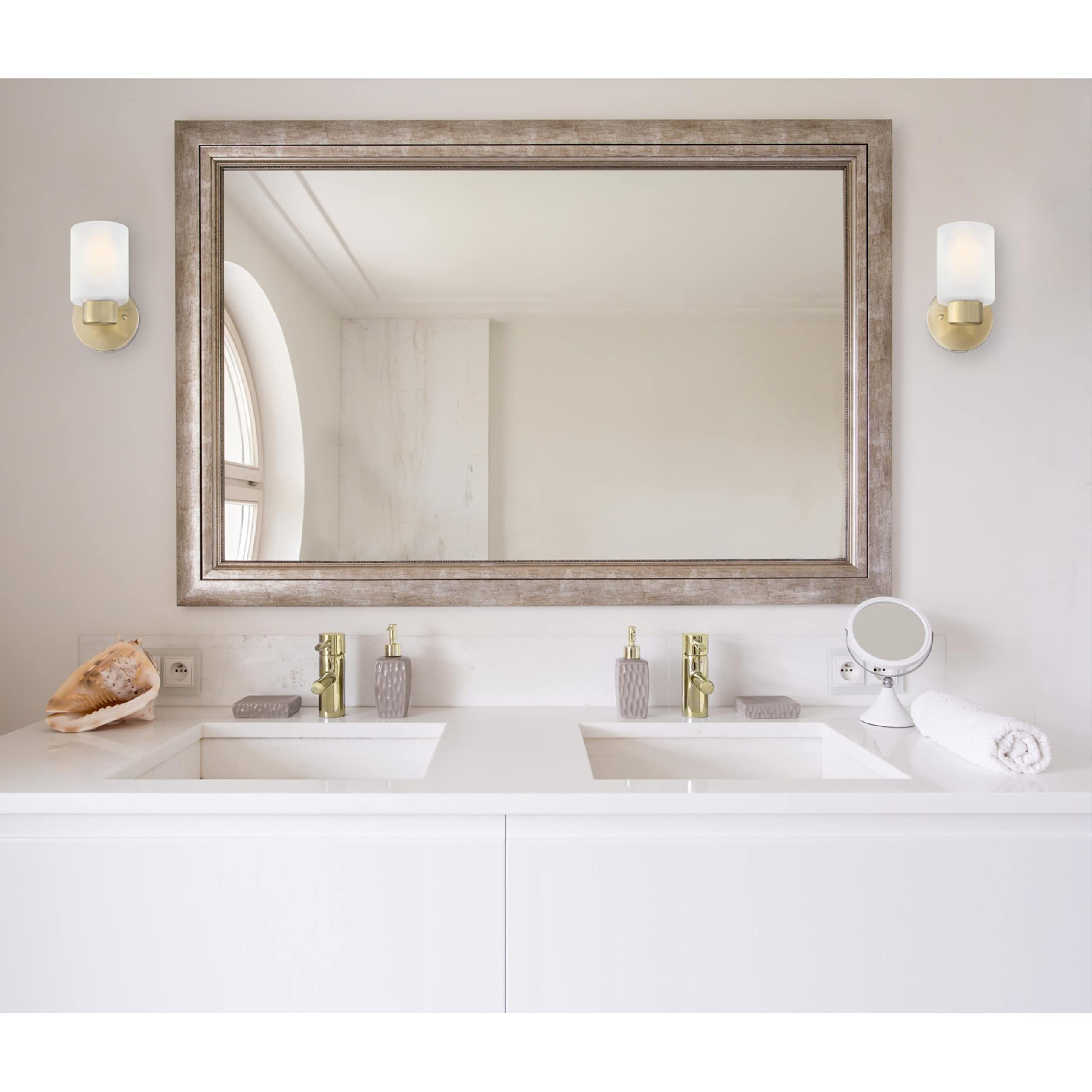 Westinghouse Transitional One Light Wall Fixture, 1-Light, Metal, Champagne Brass, Model 6126400, Frosted Glass