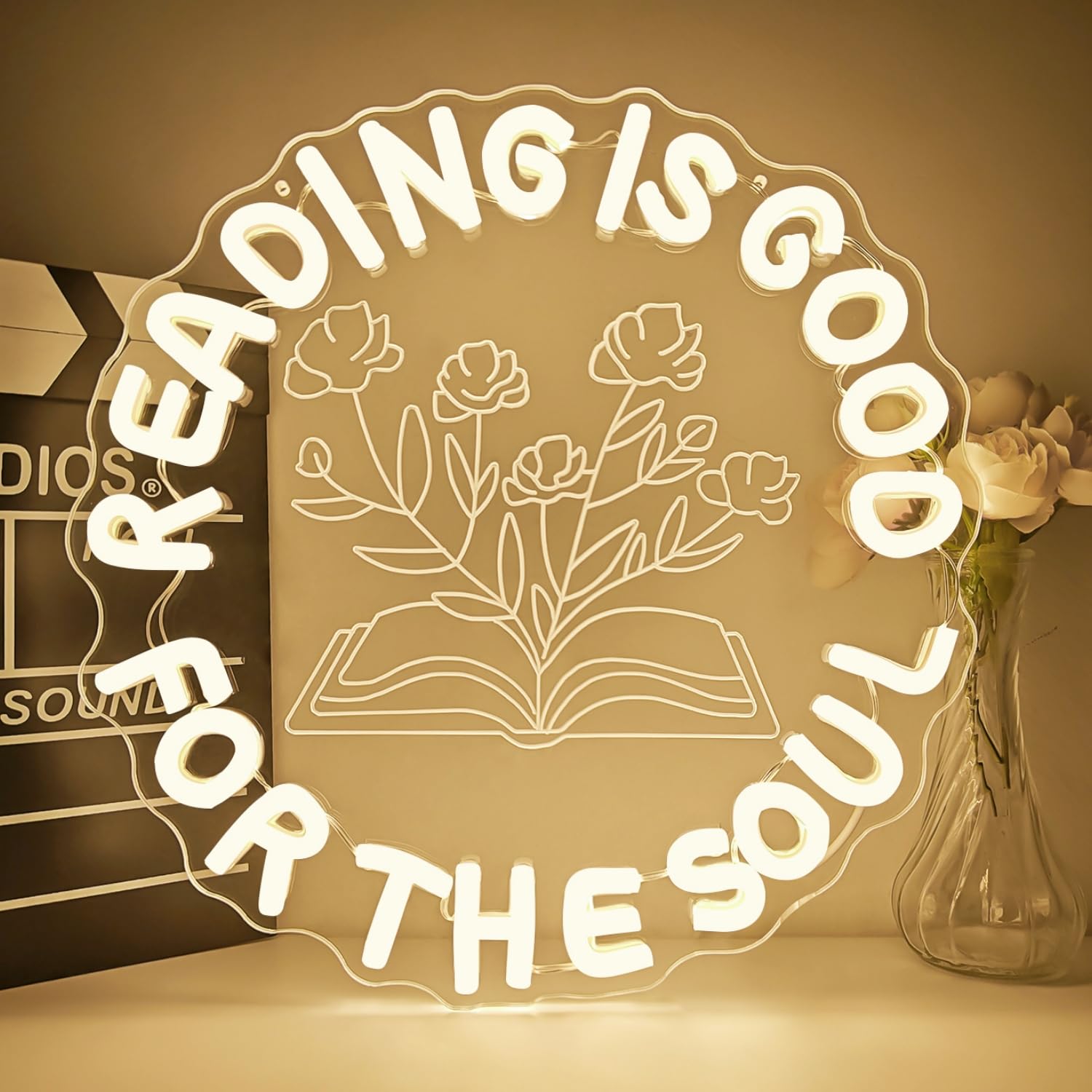 Reading Is Good for The Soul Neon Sign for Wall Decor Reading Led Light Sign Books Neon Led Sign Dimmable Light Up Sign for Read
