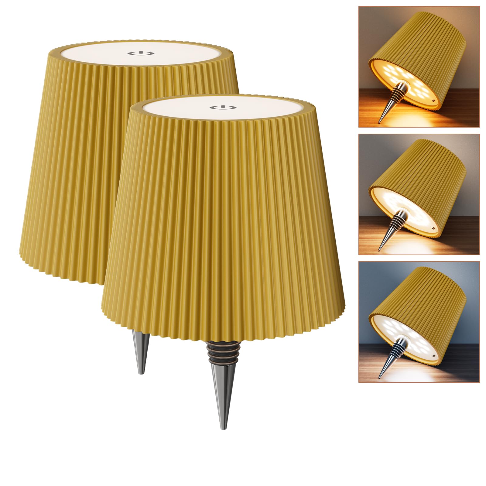 nulmvic Wireless Bottle Lamp  2026 New 3 Color Rechargeable Beverage Bottle Lights for Home Bars Restaurants (Gold  2PC)