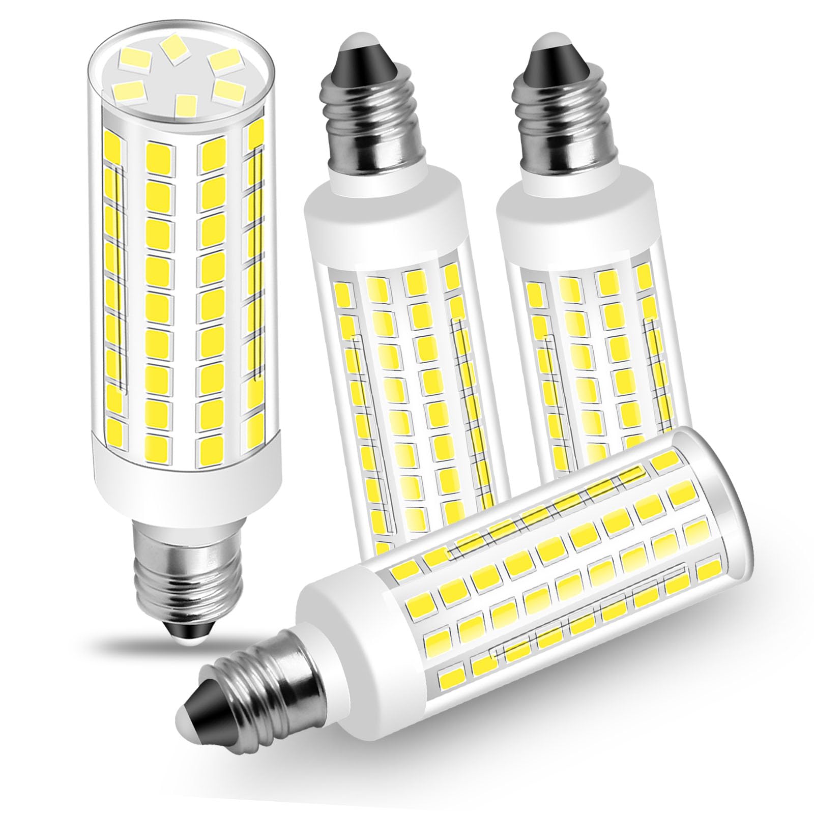 Megereet Jde11 120V 50W Halogen Candelabra Bulb Equivalent E11 Led Bulbs Dimmable 5W 550Lm No-Flicker T3 T4 Mini Base 6000K Daylight White E11 Bulb For Ceiling Fan  Cabinet Lighting 4Pcs