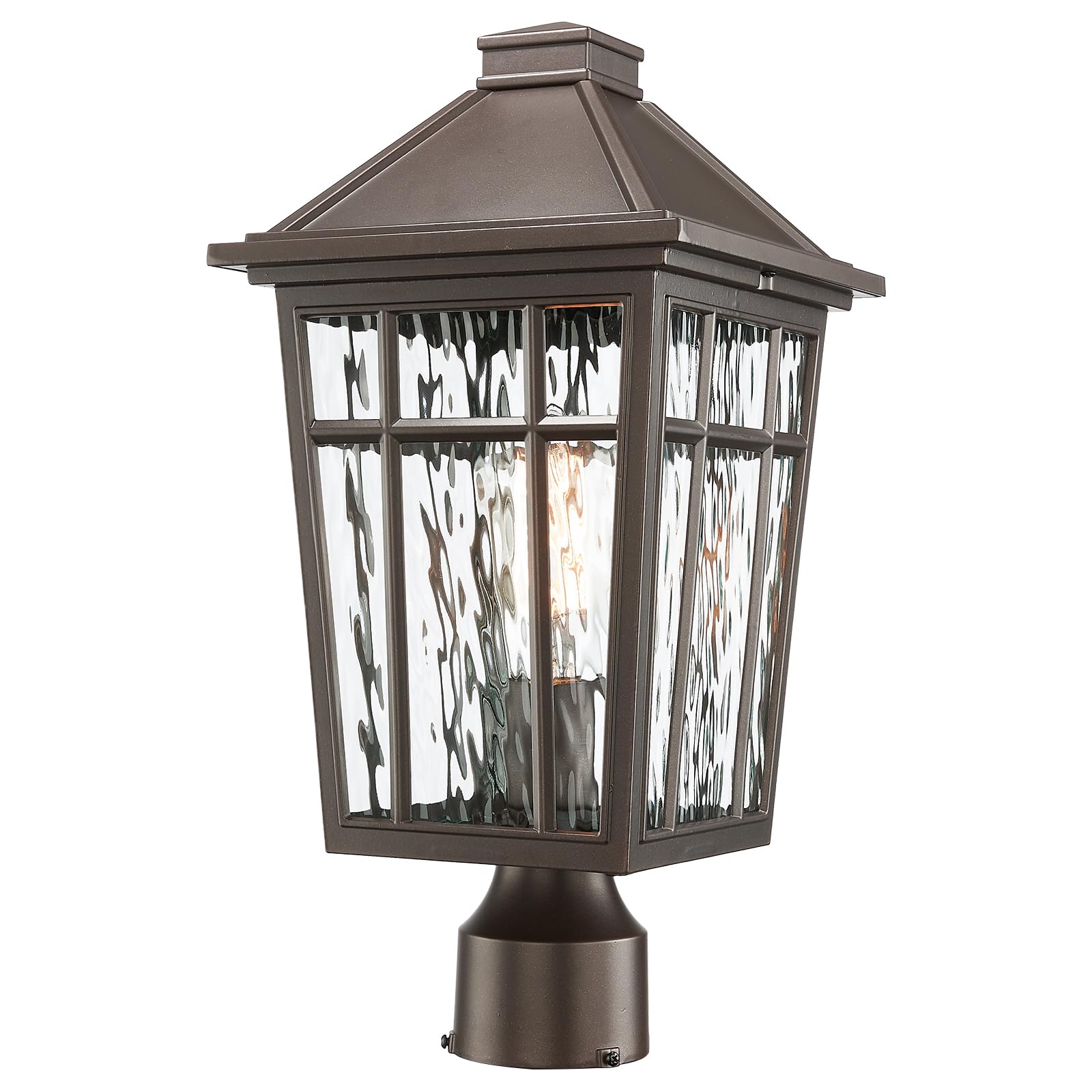 Darkaway Large Outdoor Post Lights Lamp Post Light Fixture, 17inch Waterproof Aluminum Housing with Water Ripple Glass, Fence Po