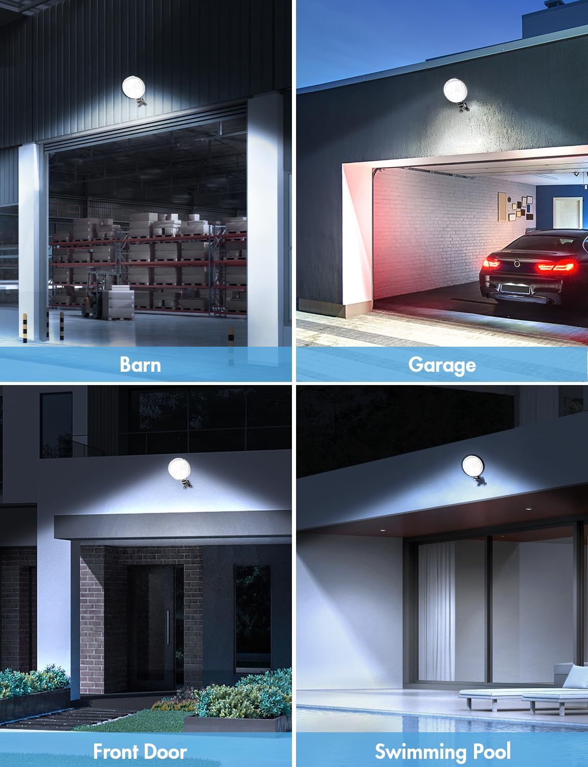 MOONTIP 150W LED Barn Light, 20000LM Dusk to Dawn, Adjustable Photocell, IP66 Waterproof, 6500K Daylight, Black - 1 Pack