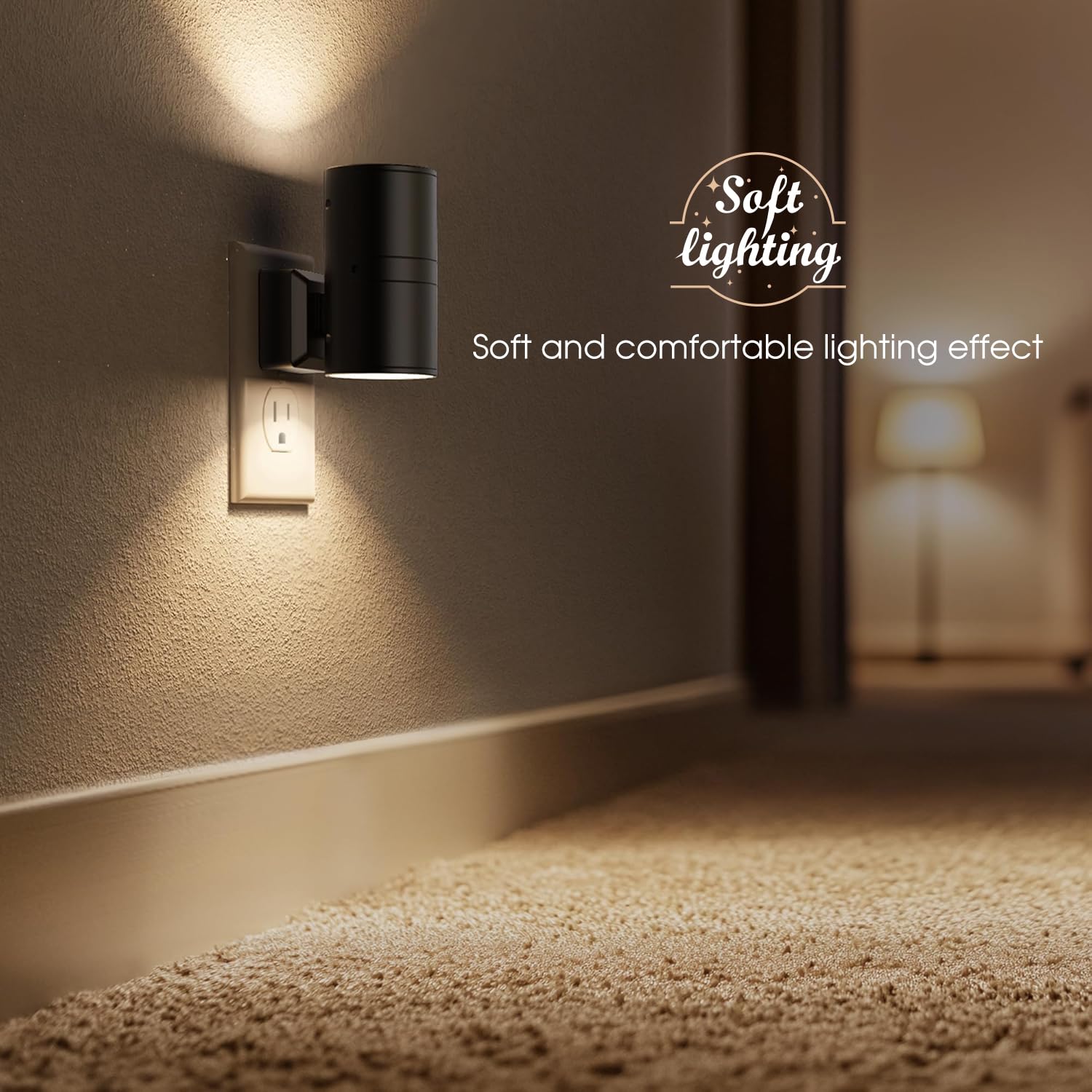 Briignite Night Lights Plug Into Wall, Modern Led Night Light Plug In, Dusk To Dawn Sensor, Soft White 3000K, 0-100Lm Adjustable