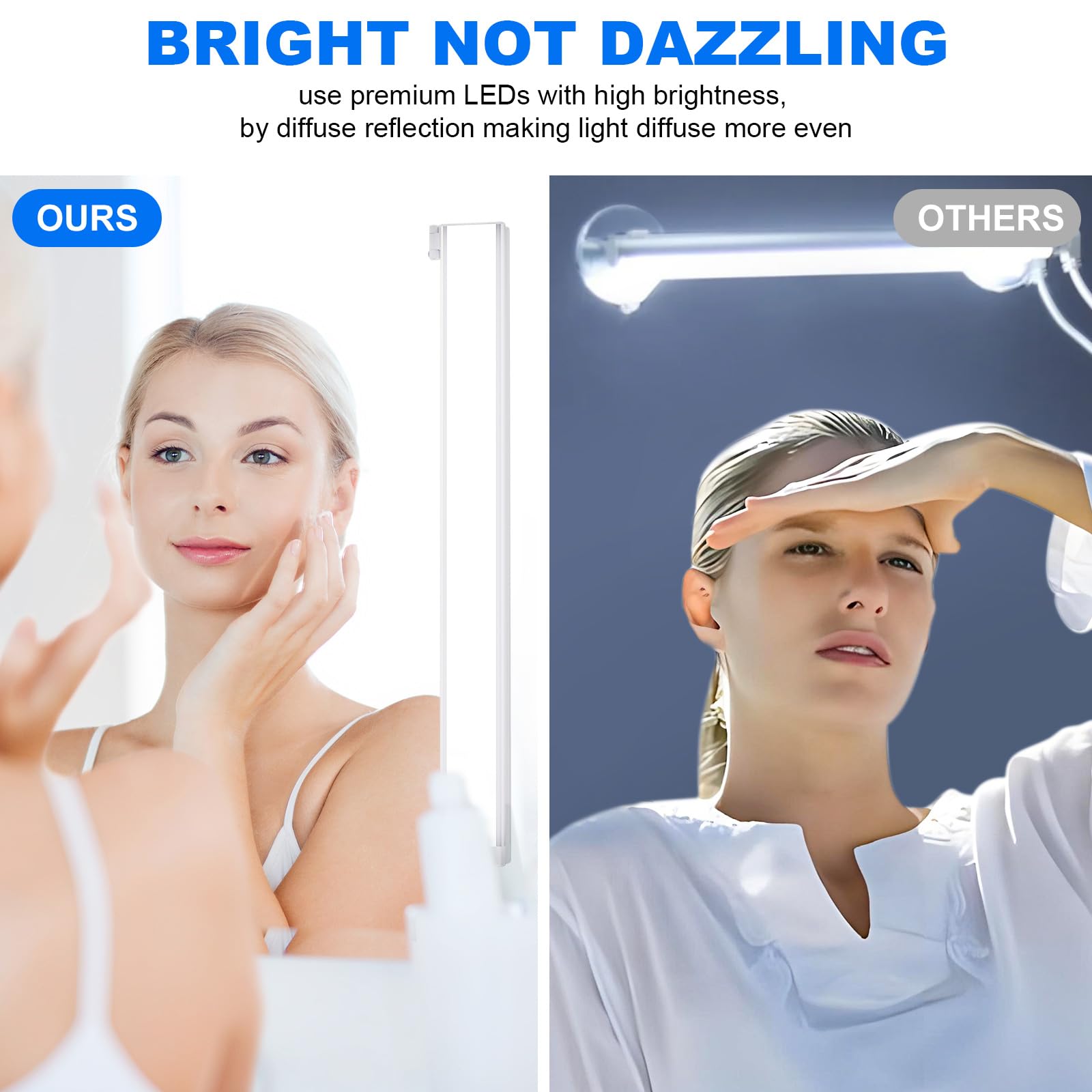 My Beauty Light Led Vanity Lights, Angle Adjustable, Dimmable, 15.3L X 1.9W, Silver, Model Bm201
