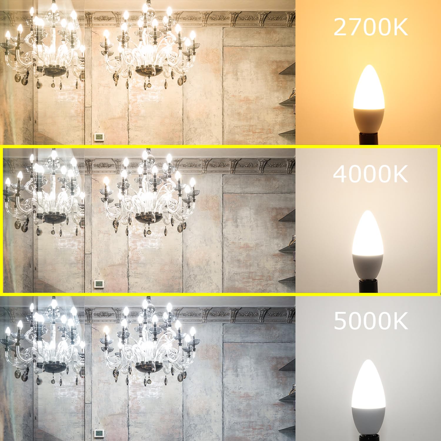 Giovar Led Candelabra Light Bulb 60 Watt Equivalent  4000K Natural White  Light Bulbs For Chandelier  E12 Small Base  120V  B10  Non-Dimmable  Pack Of 4