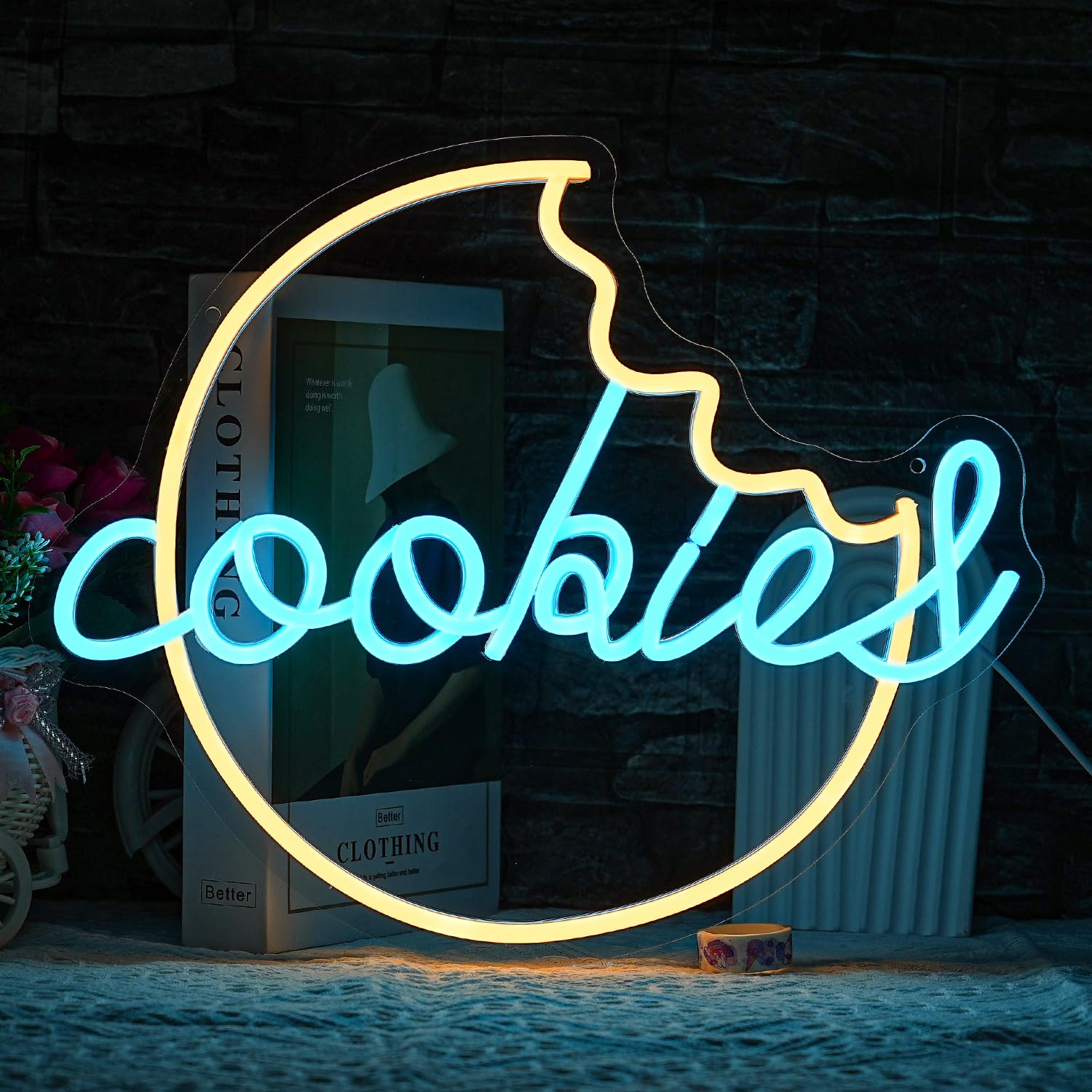 LULANMP Neon Sign for Wall Decor, Warm White LED Biscuit Light, 15.9inx12.9in, Acrylic, Ideal for Bedroom, Cafe, Bar, Kitchen, Bakery